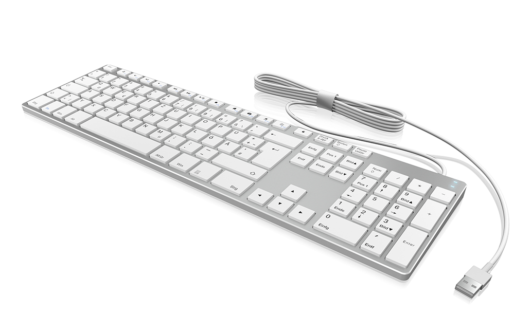KeySonic KSK-8022U keyboard Office USB QWERTZ German Silver, White – image 3