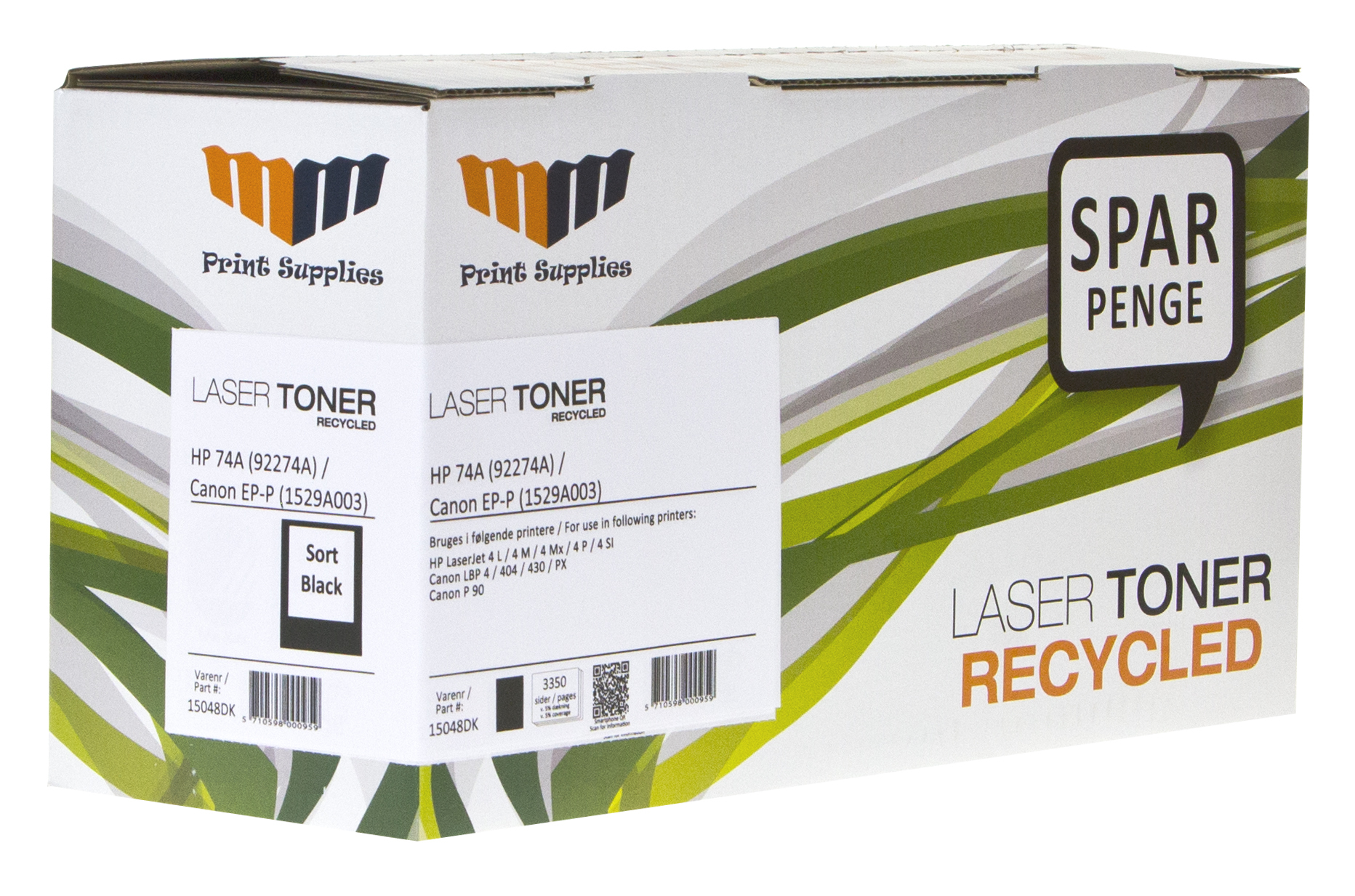 MM Black Laser Toner - HP 74A (92274A) / Canon EP-P (1529A003) - For HP LaserJet / Canon LBP