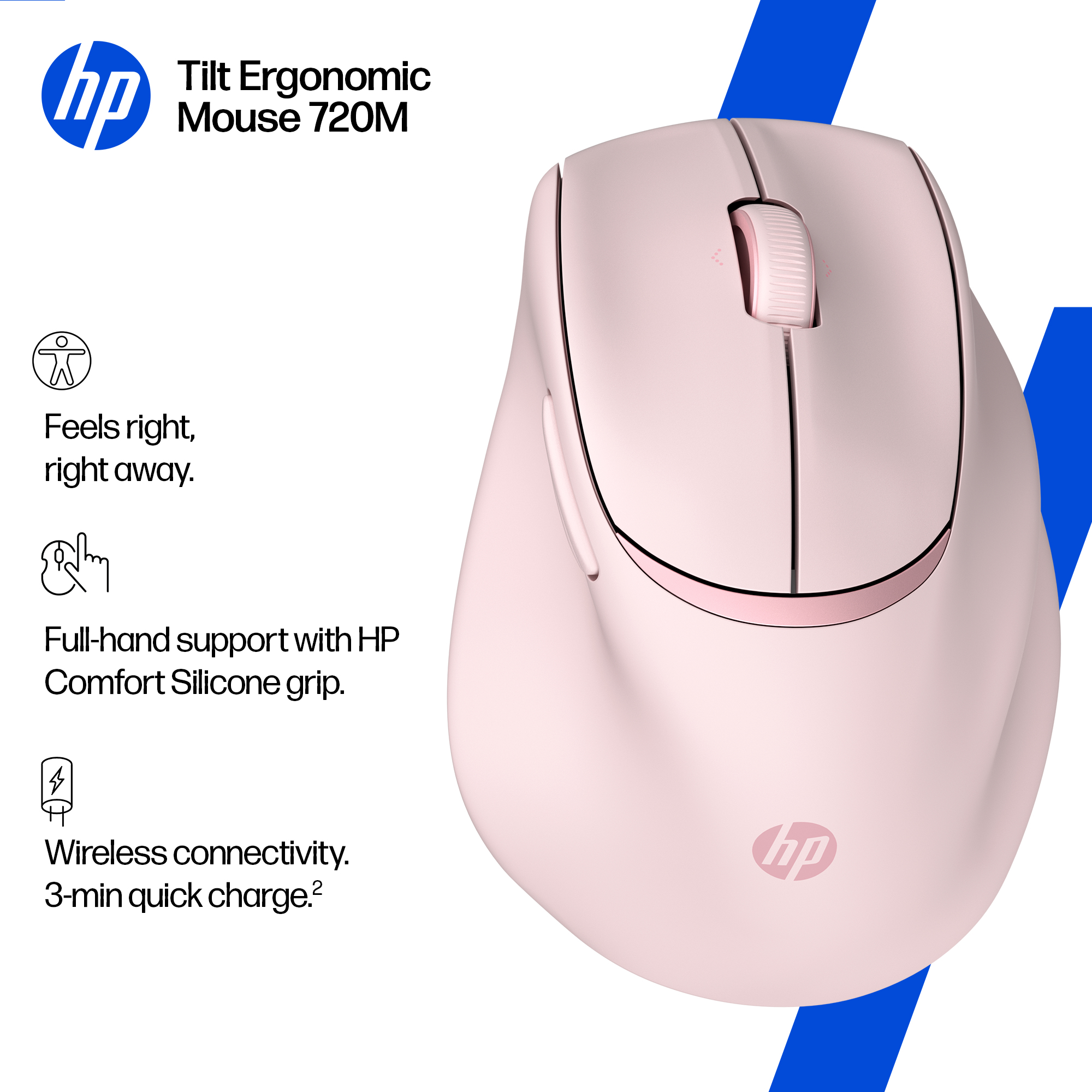 HP Tilt Ergonomic Pink Mouse 720M – image 2