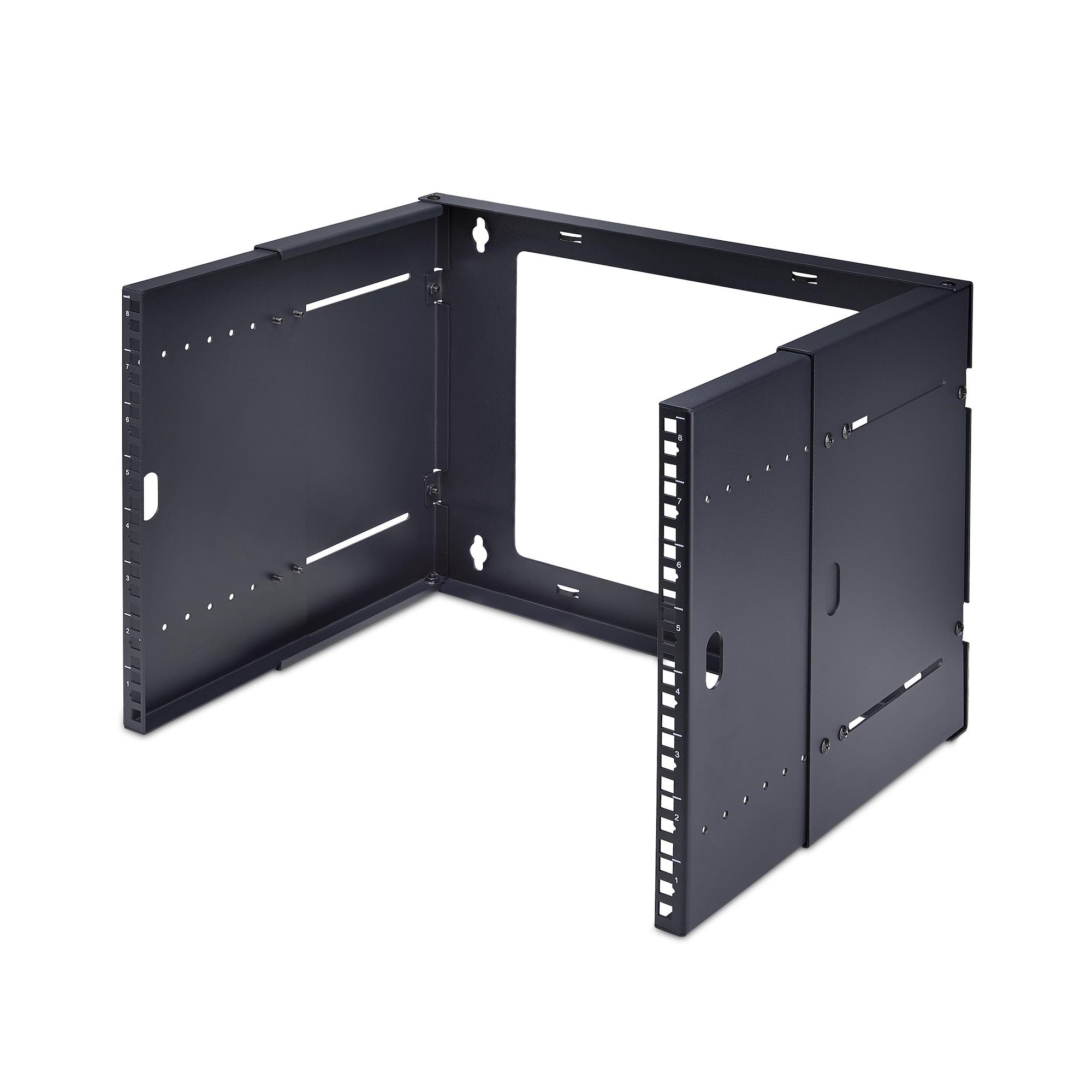 StarTech.com Staffa Rack 19" 8U a Parete, Rack 19 Pollici con 2 Montanti a Telaio Aperto, Armadio Dati con profondità regolabi