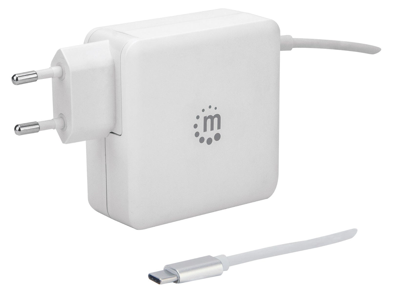 Manhattan Wall/Power Mobile Device Charger (Euro 2-pin), USB-C and USB-A ports, USB-C Output: – image 1