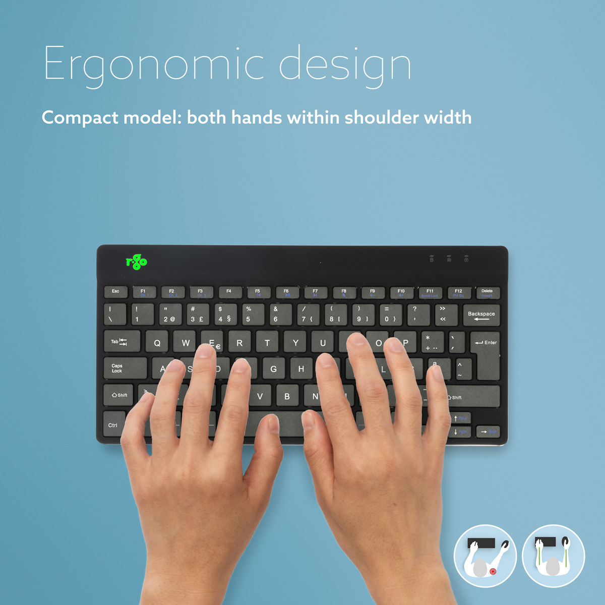 R-Go Tools Ergonomic keyboard R-Go Compact Break, compact keyboard with break software, QWERTY (PT), Bluetooth, black – image 9