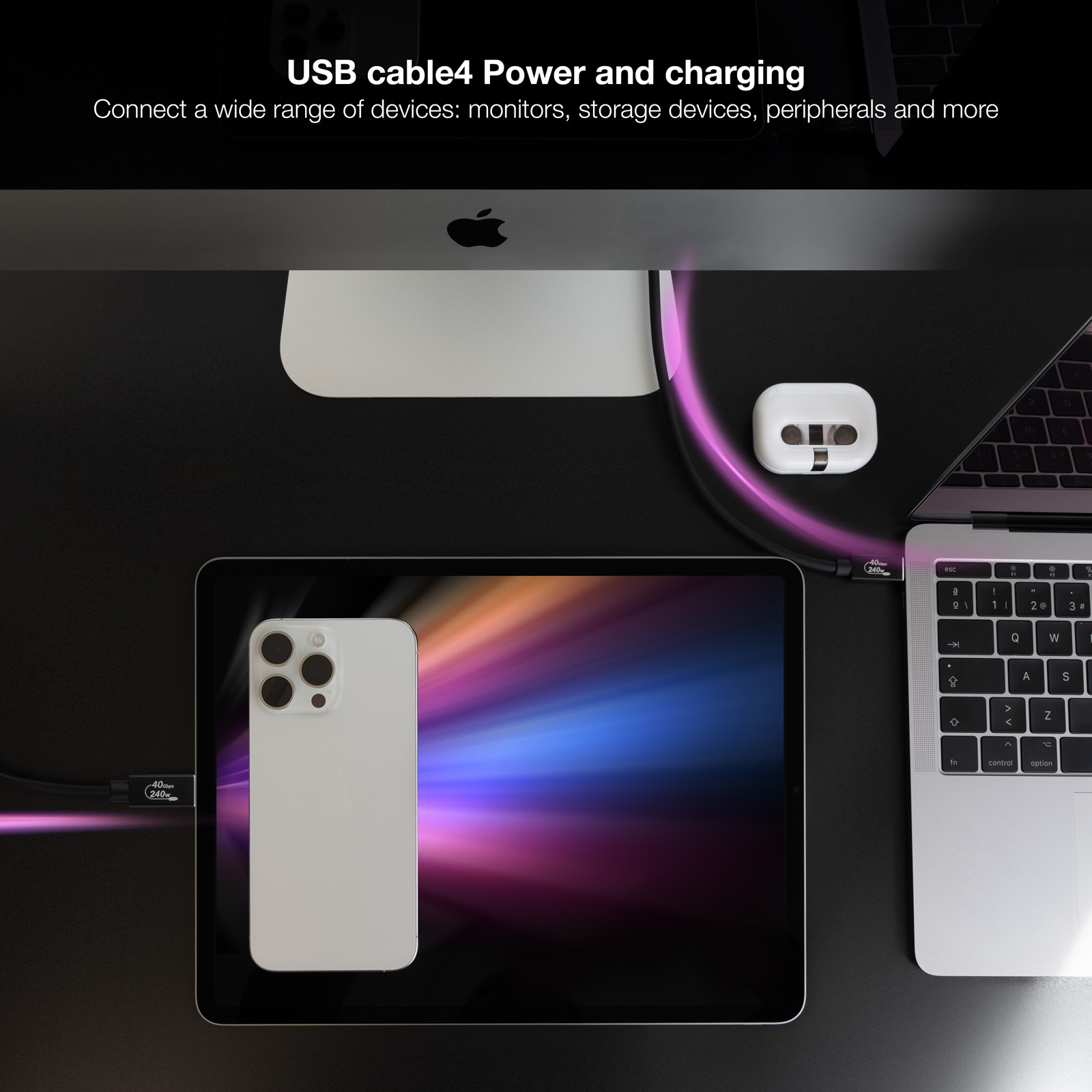 Resim Nanocable 10.01.5001 USB-C/USB-C USB4 Gen 3x2 40Gbps 240W Kablo, Siyah, 1m