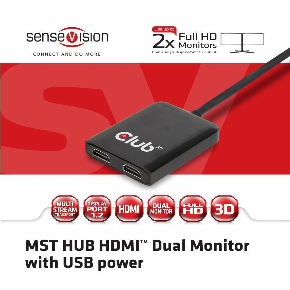 CLUB3D Multi Stream Transport Hub DisplayPort 1.2 to HDMI Dual Monitor – image 3