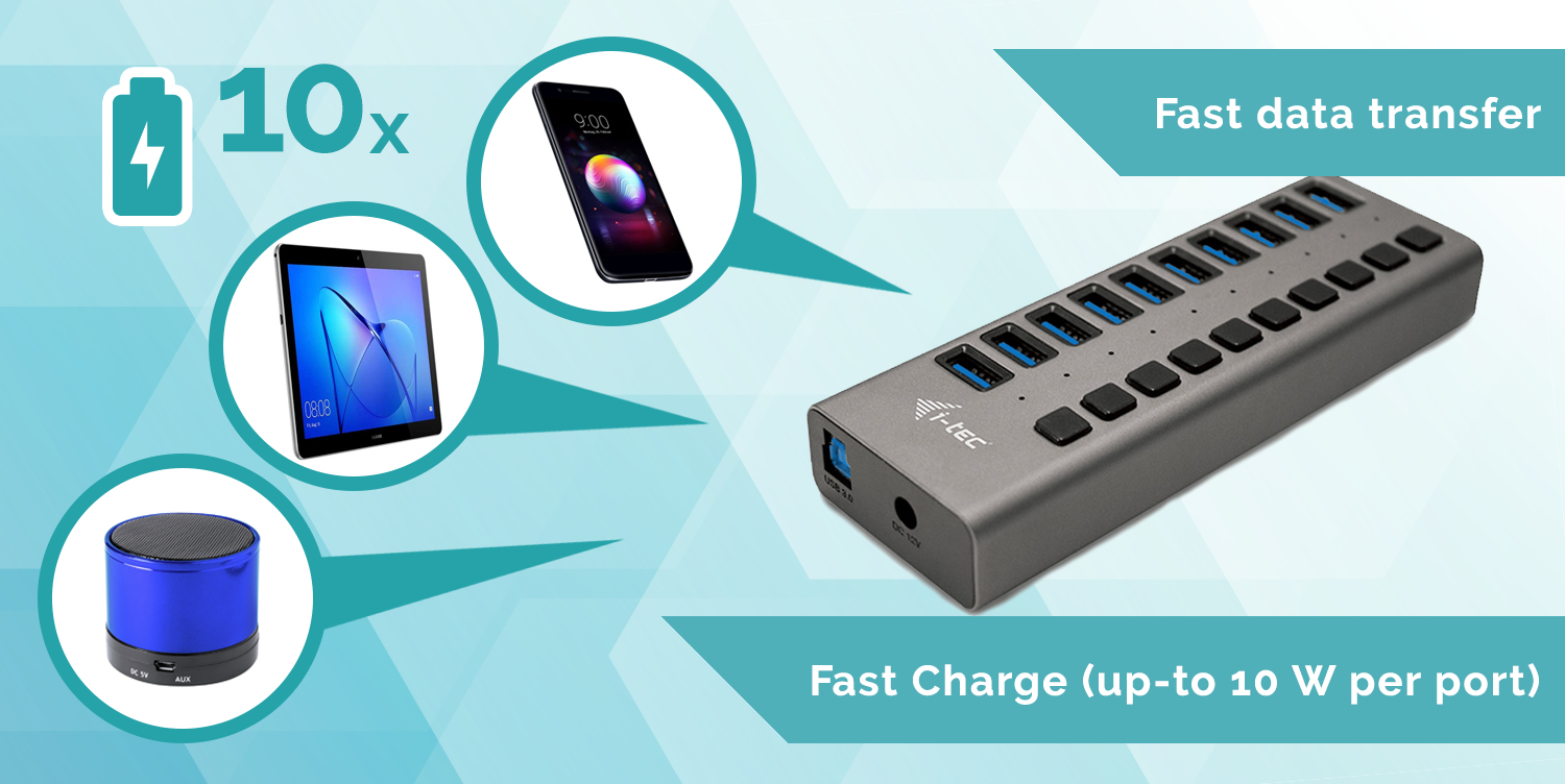 i-tec USB 3.0 Charging HUB 10 port + Power Adapter – image 5