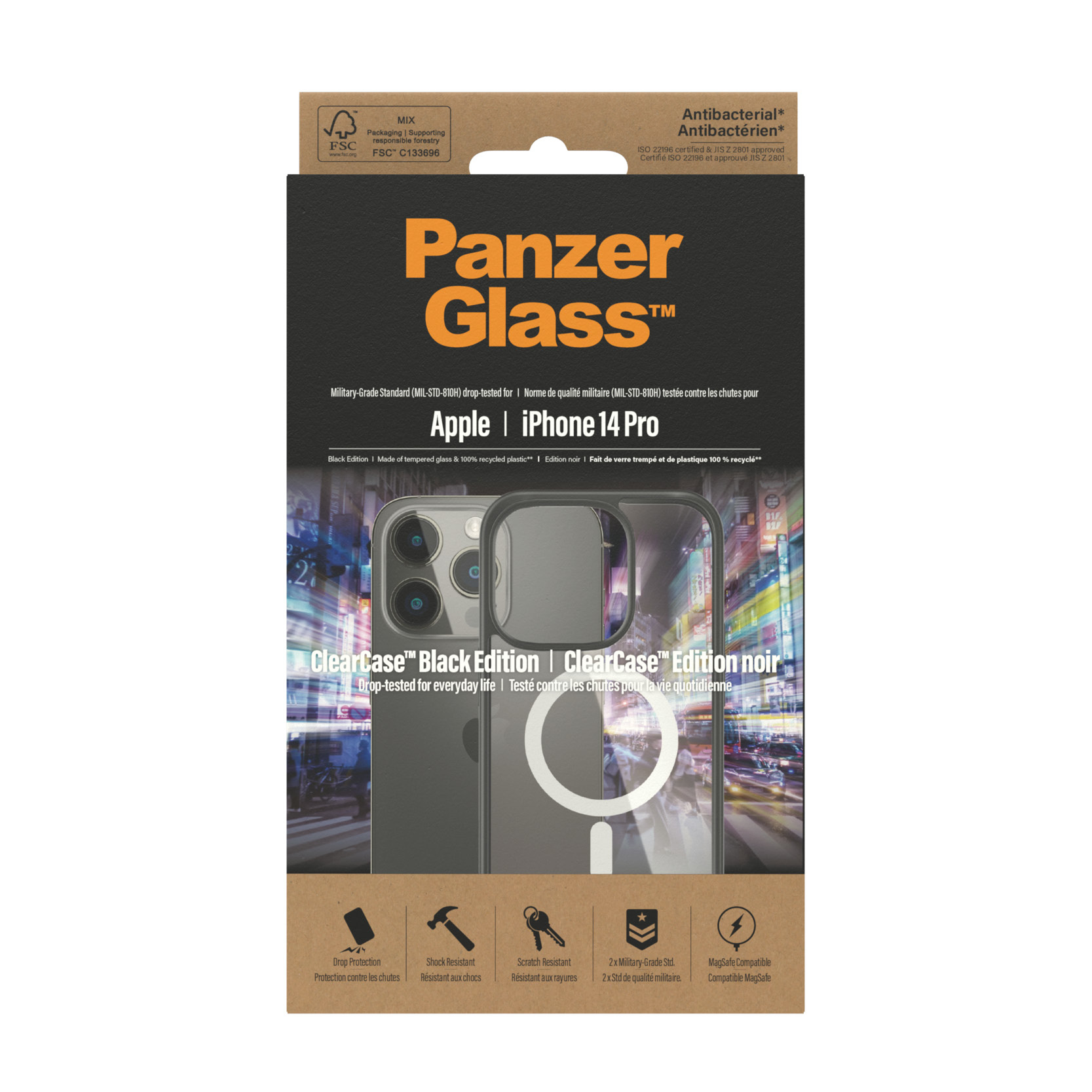 PanzerGlass® ClearCase Transparent w. White MagSafe & Black Frame iPhone 14 Pro – image 3