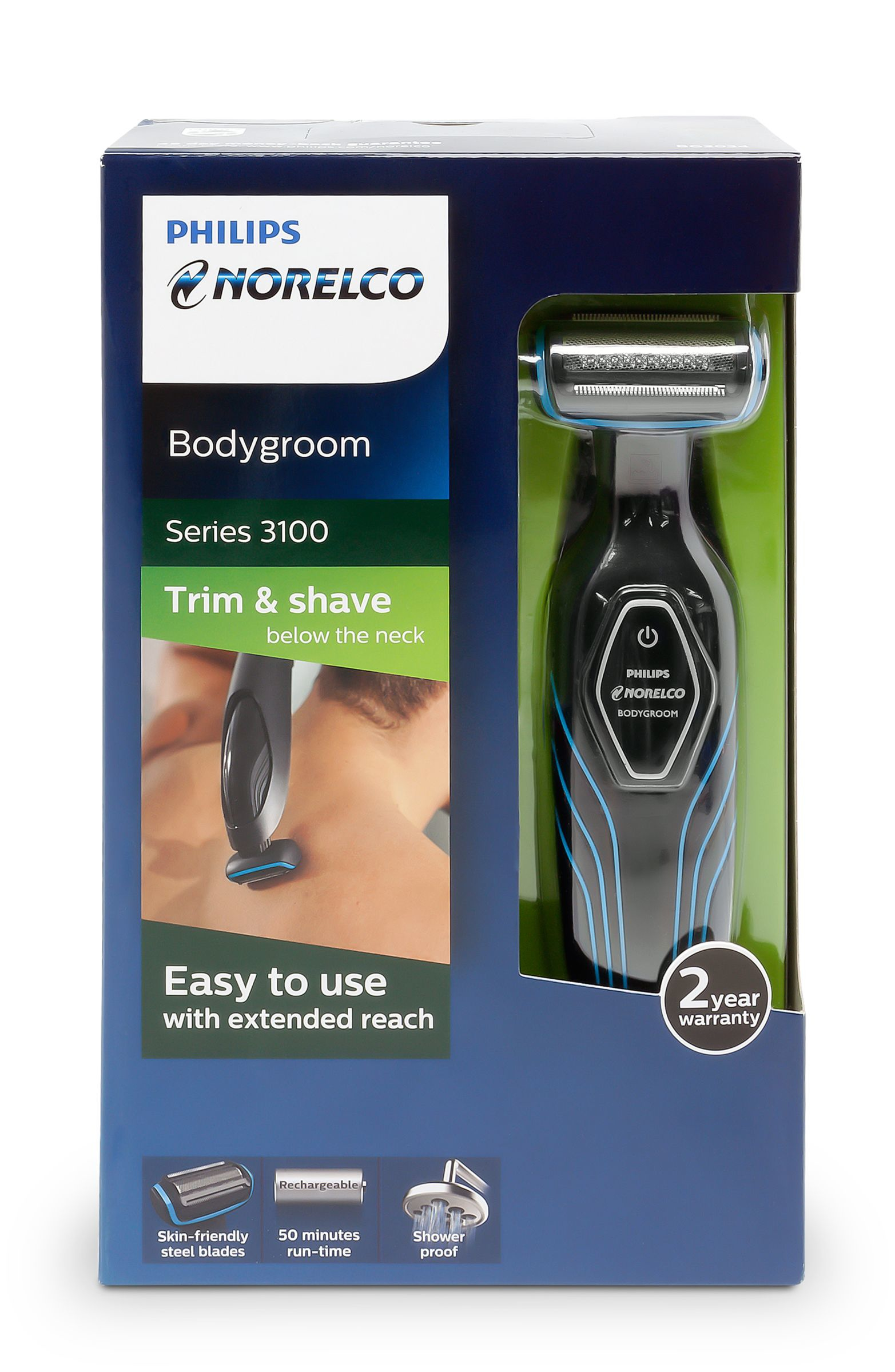 Philips Norelco Bodygroom 3100 BG2034/49 body groomer/shaver Black, Blue – image 2