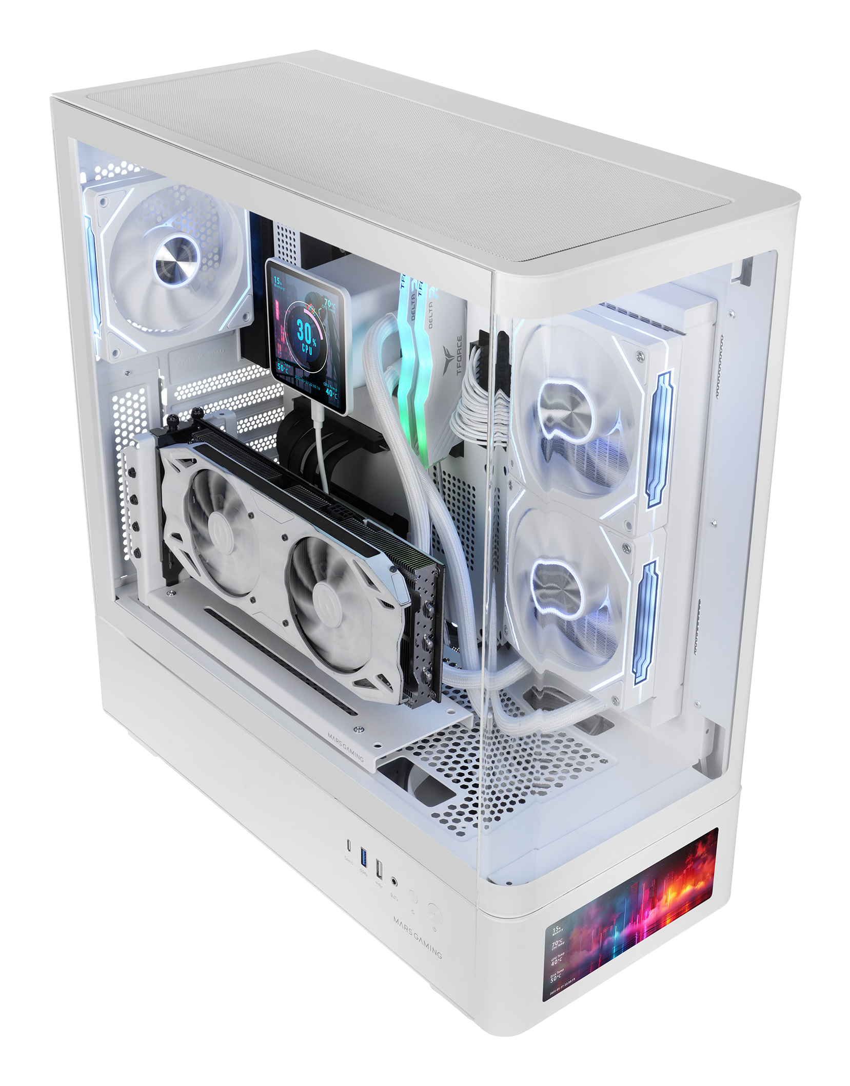 Mars Gaming MCLCDPROW computer case Midi Tower White – image 2