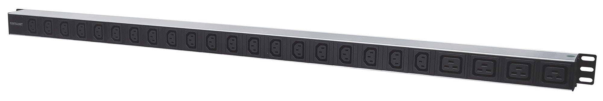 Intellinet Vertical Rackmount 24-Output Power Distribution Unit (PDU), 20 x C13 & 4 x Output C19, Removable Power Cable, Rear C20 Input – image 1