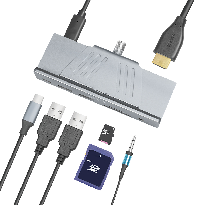 LogiLink UA0347 laptop dock/port replicator USB 3.2 Gen 1 (3.1 Gen 1) Type-C Aluminium – image 5