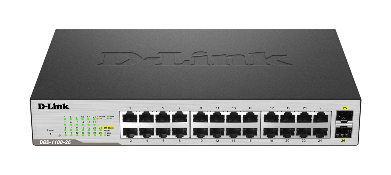 D-Link DGS-1100-26 network switch L2 Gigabit Ethernet (10/100/1000) Black, Grey