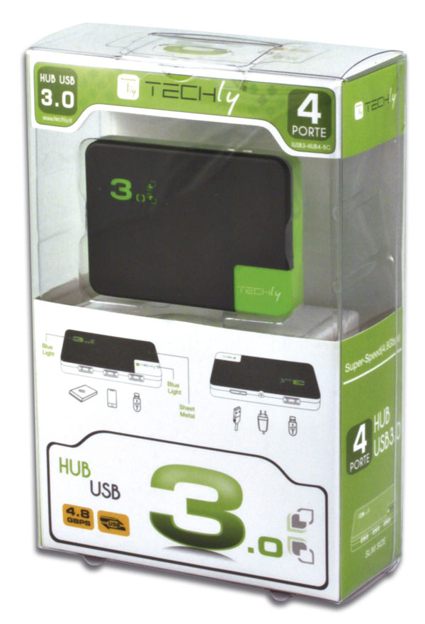 Techly IUSB3-HUB4-BG interface hub 5000 Mbit/s Black, Green – image 2