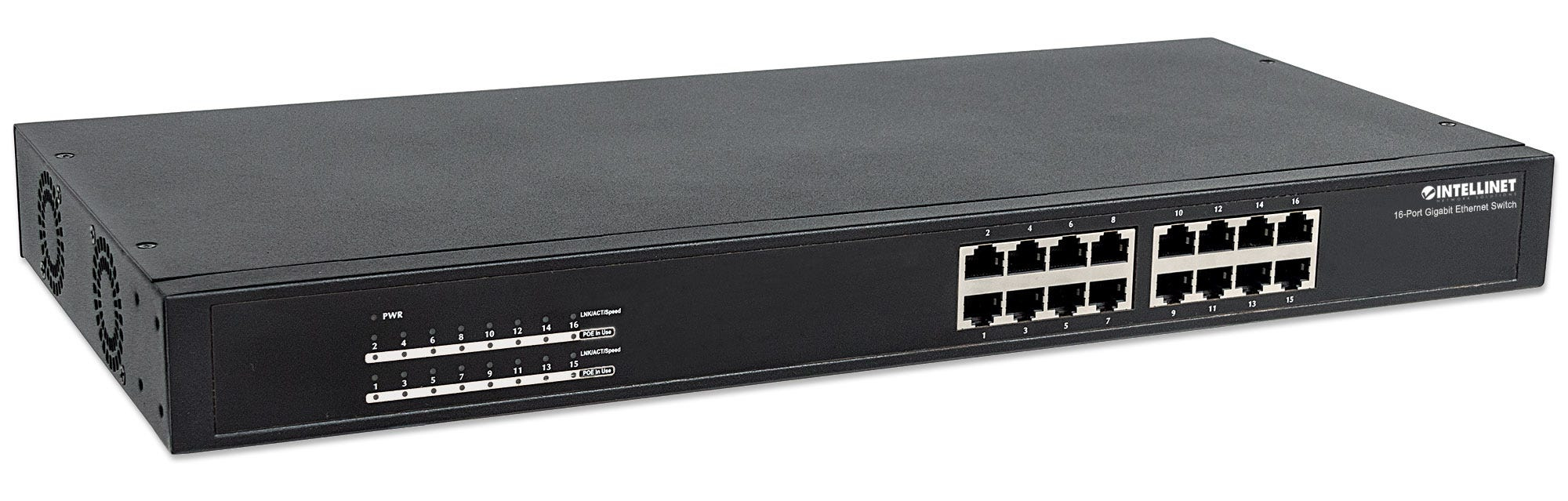 Intellinet 16-Port Gigabit Ethernet PoE+ Switch, 16 x PoE ports, IEEE 802.3at/af Power-over-Ethernet (PoE+/PoE), Endspan, Rackmount – image 2