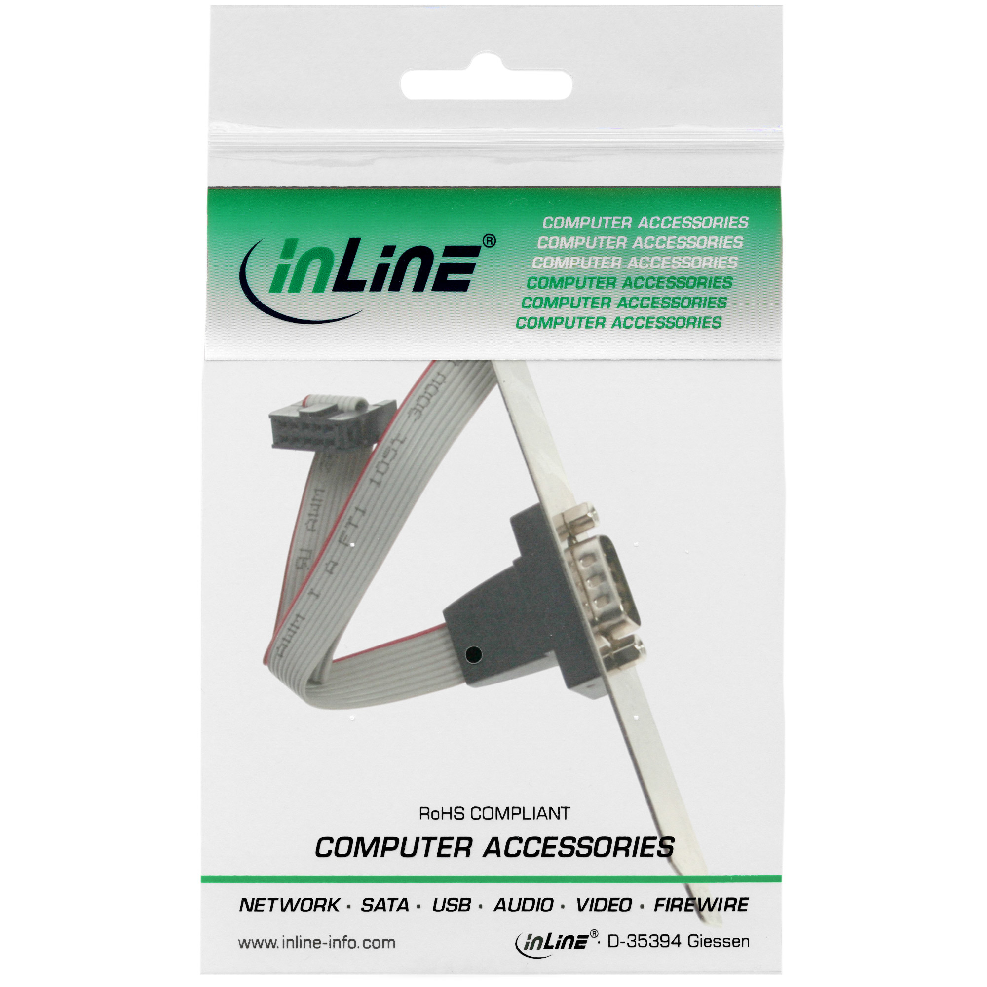 InLine Slot Bracket DB9 male to 10Pin internal female, 0.25m – image 2