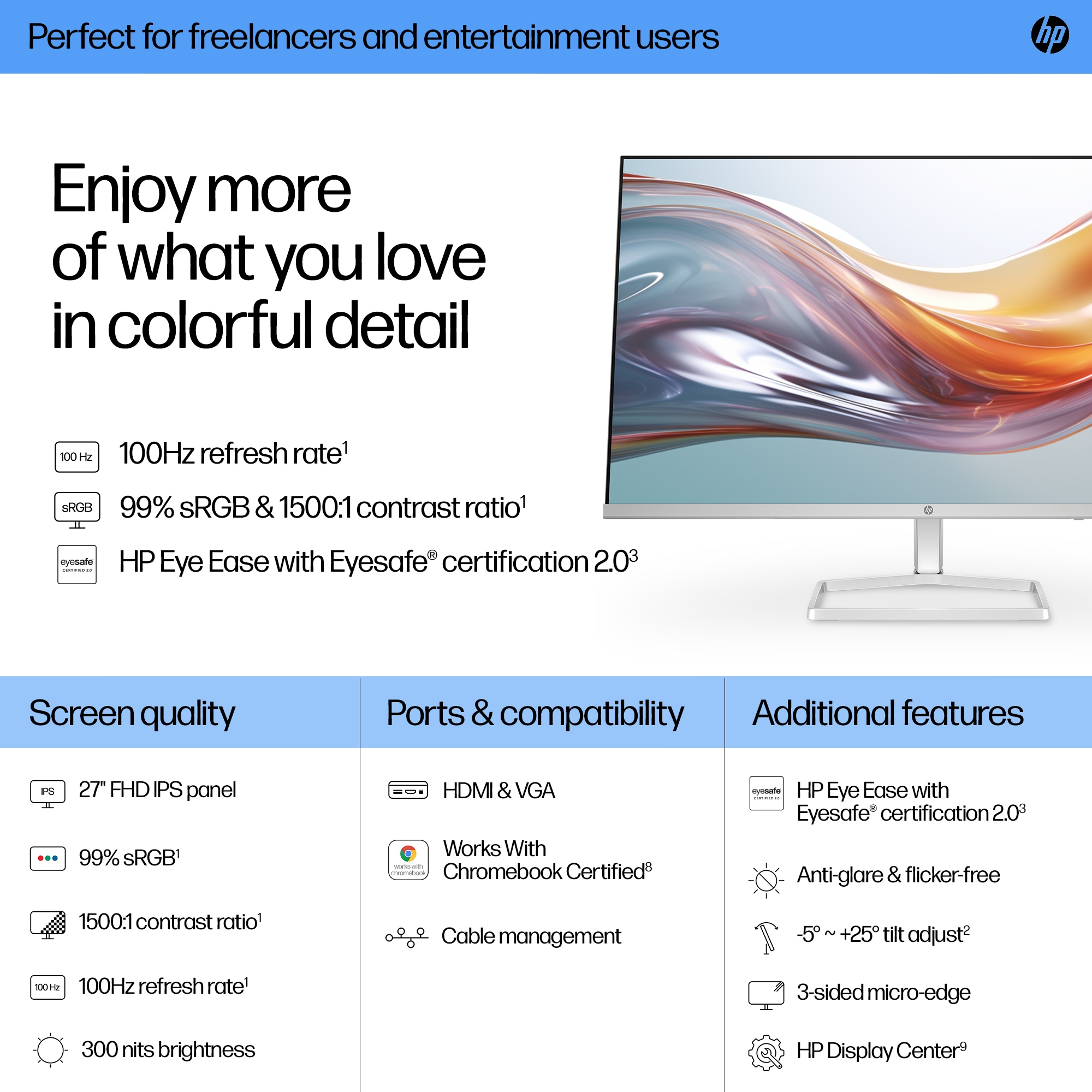 HP Series 5 27 inch FHD White Monitor - 527sw – image 3