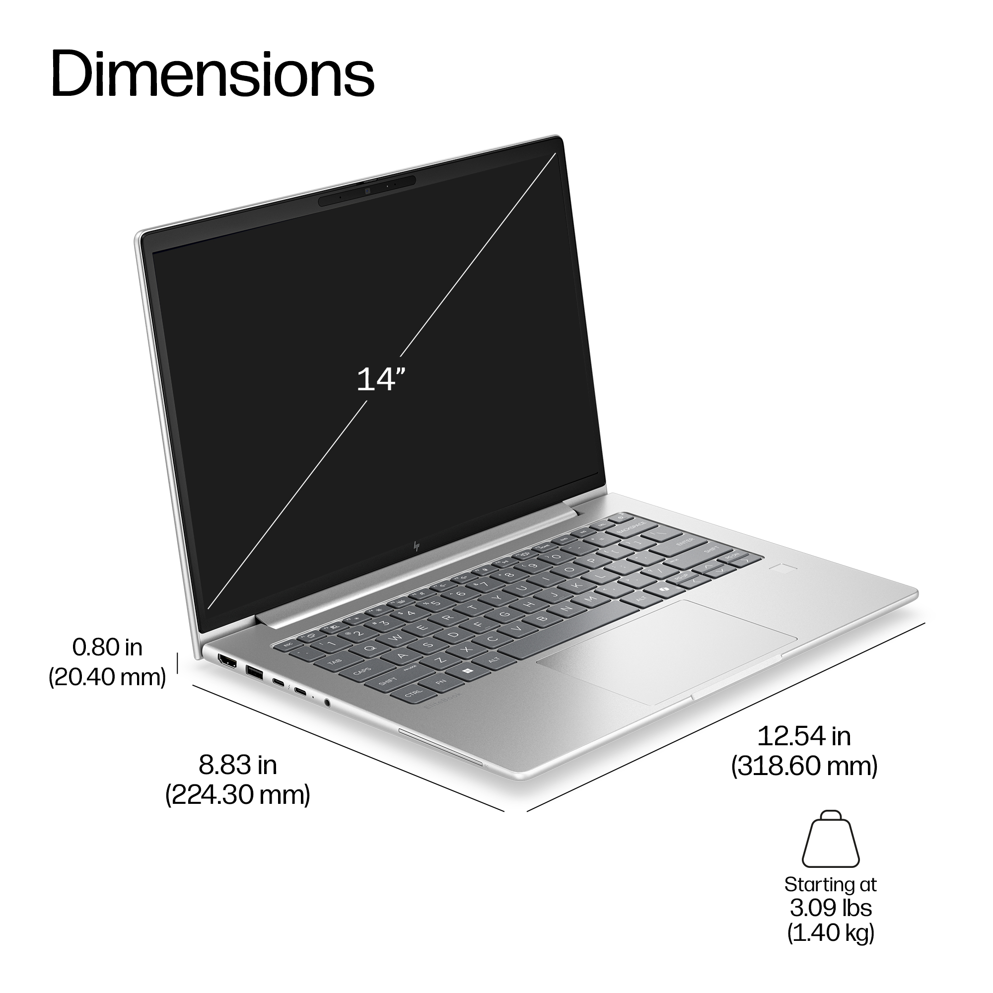 HP EB6G2A14AI RAI7450 14 16GB/1T PC AMD Ryzen™ AI 7 Laptop 35.6 cm (14″) WUXGA DDR5-SDRAM 1 TB SSD Wi-Fi 7 (802.11be) Windows 11 Pro Silver image 9
