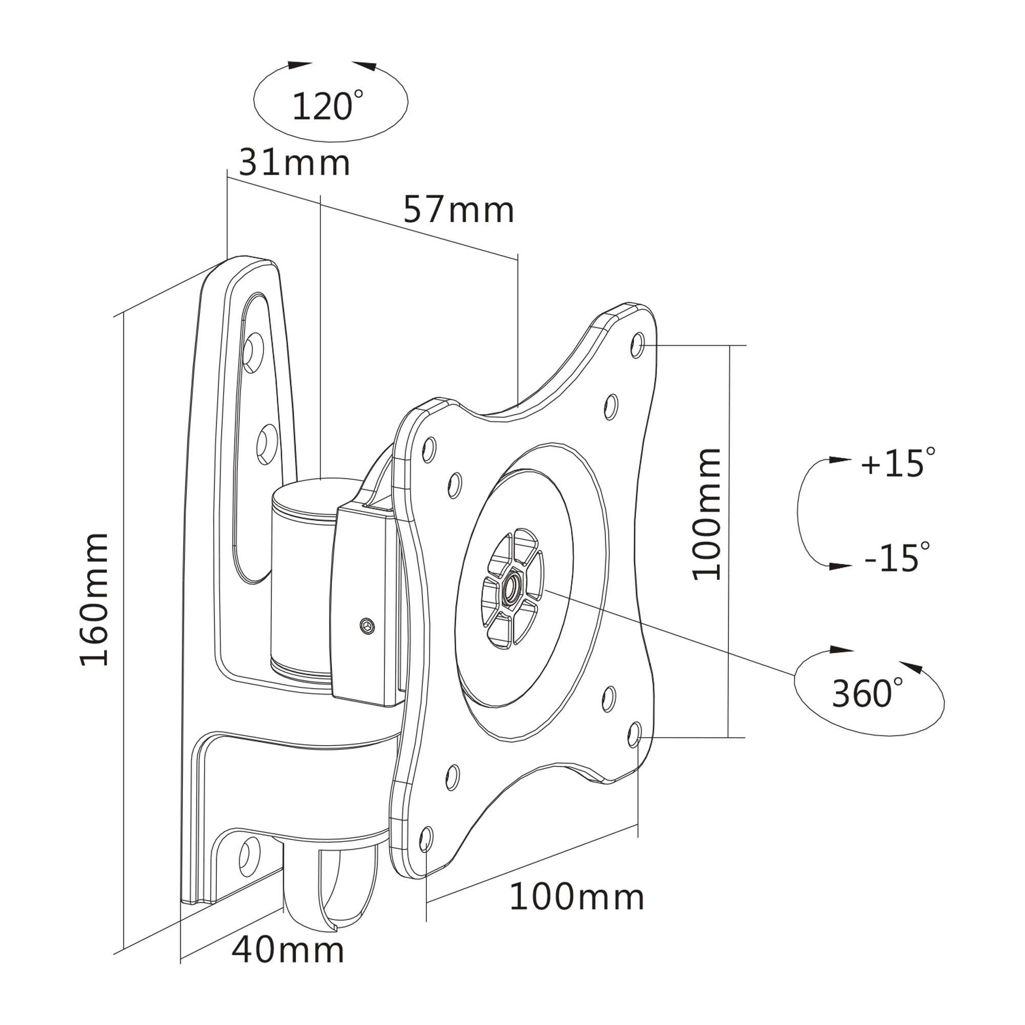 InLine wall mount, for monitors up to – image 3