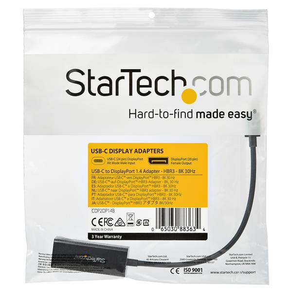 StarTech.com USB C to DisplayPort Adapter - 8K/5K/4K USB Type C to DP 1.4 Alt Mode Video Converter - HBR3/DSC/HDR - 8K – image 4