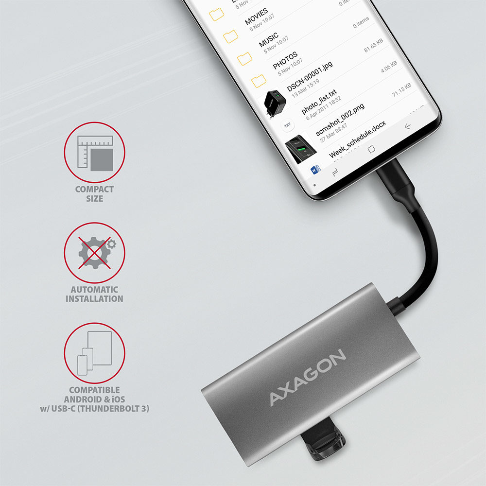 Axagon HMC-4G2 USB 3.2 Gen 2 10 Gbps hub, 2x USB-A, 2x USB-C – image 8