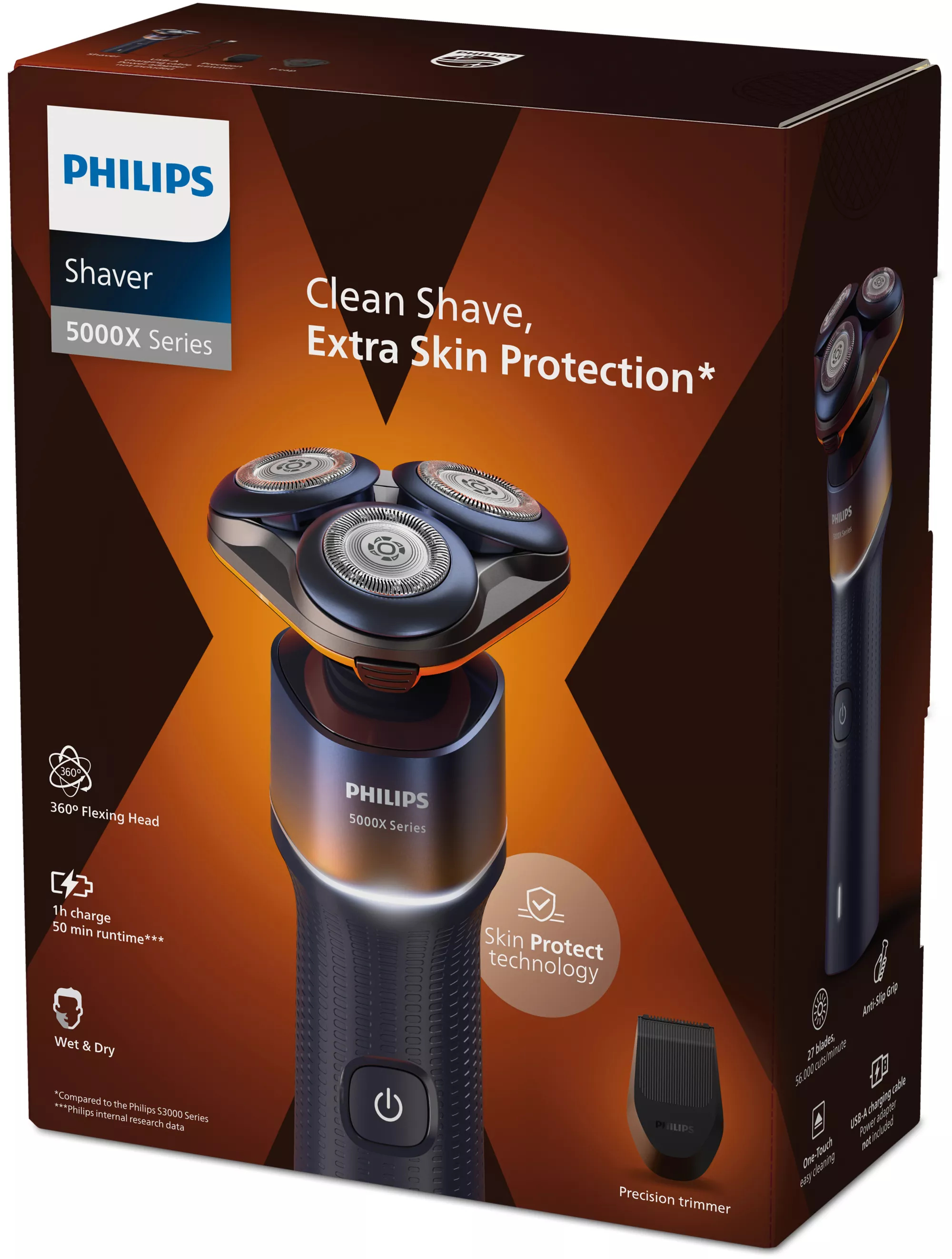 Philips Series 5000x X5012/05 men's shaver Rotation shaver Trimmer Chrome, Orange – image 3
