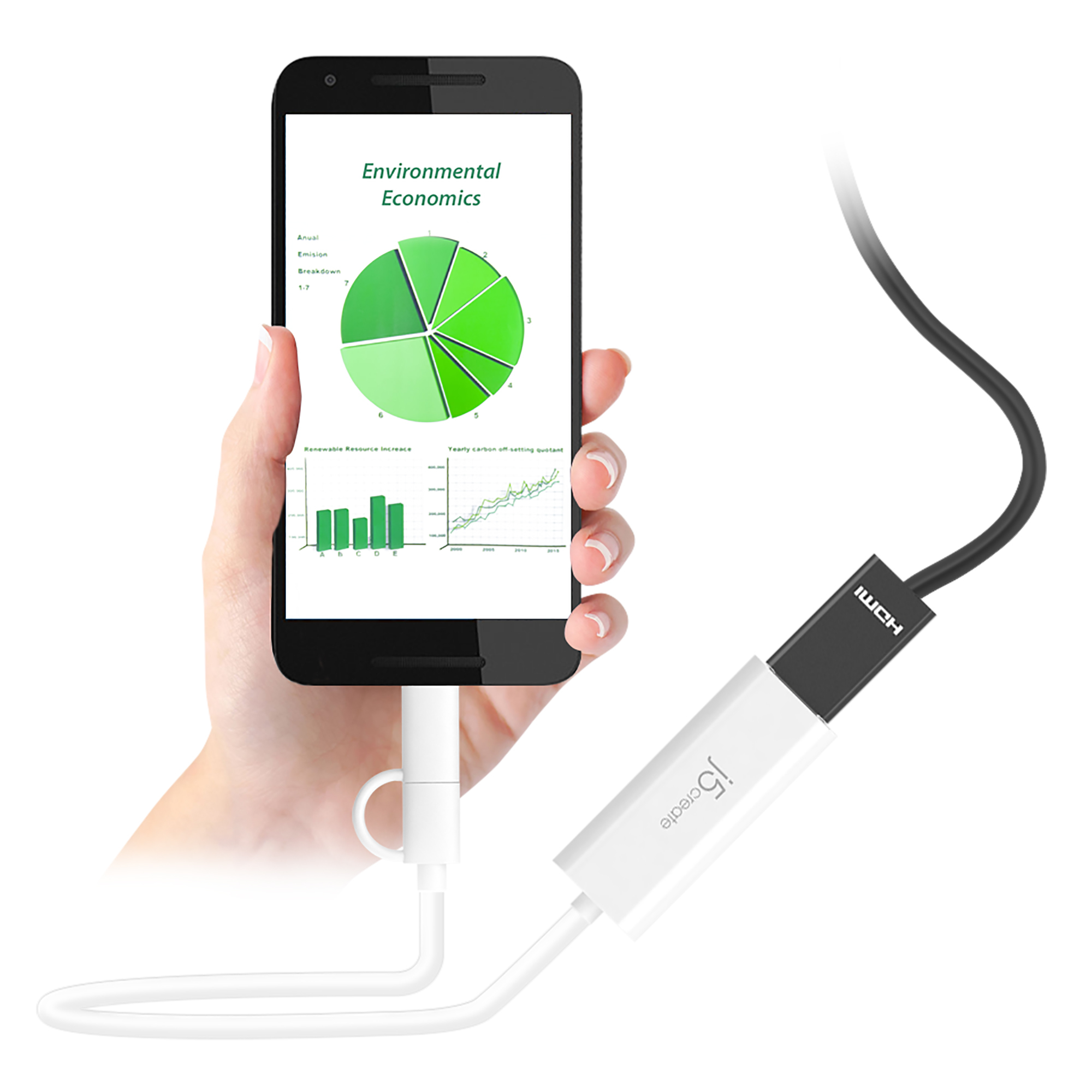 j5create JUA165C Android™ USB™ to HDMI™ Display Adapter, White – image 4