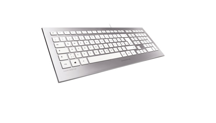 Cherry Strait keyboard Universal USB QWERTZ German Silver, White – image 3