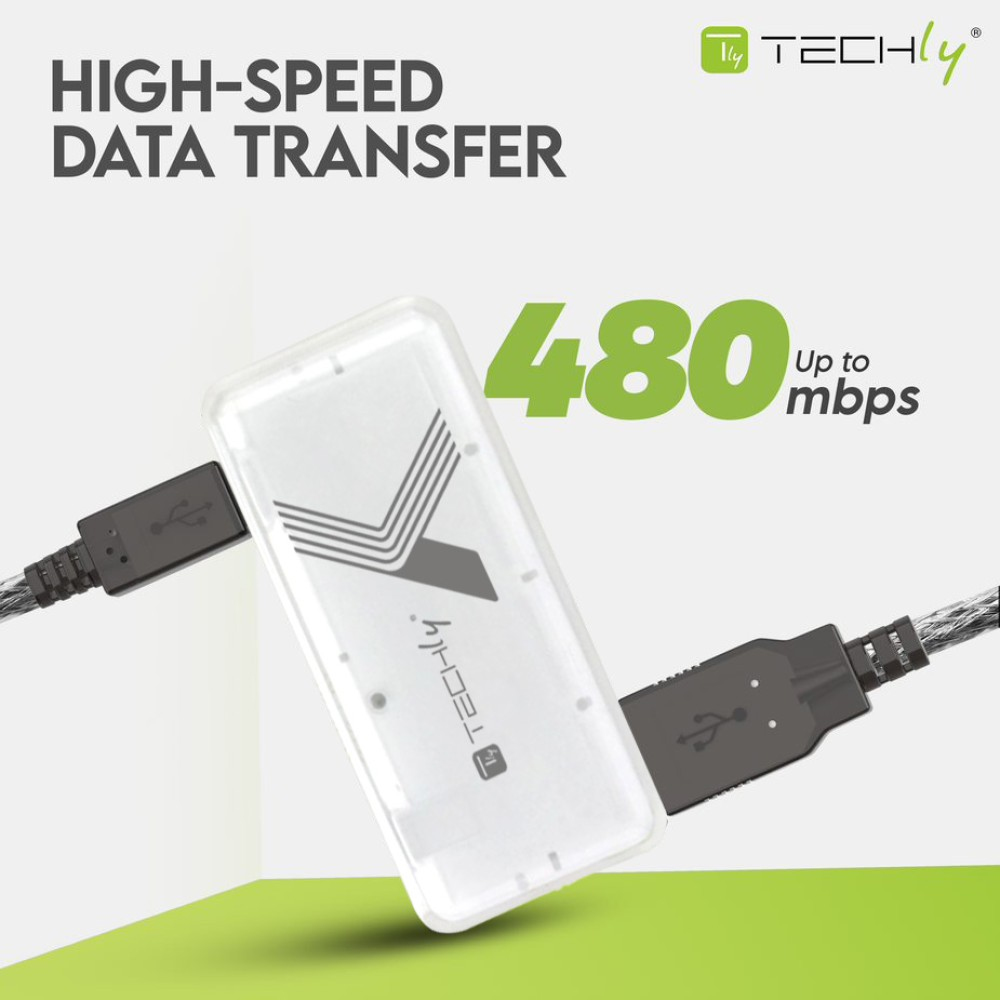Techly Mini Hi Speed USB Hub 4 Ports White IUSB2-HUB4-WHTY – image 4