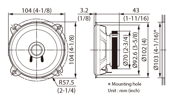 Kenwood KFC-S1057 car speaker Round 1-way – image 5