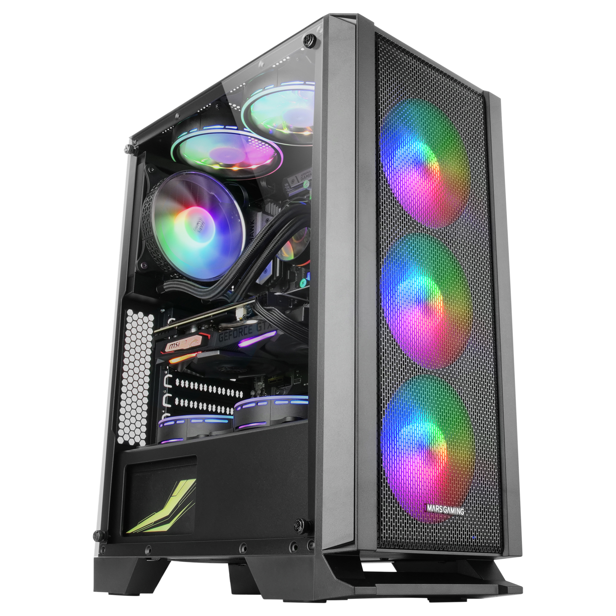 Mars Gaming MC-C Black PC ATX Case Metal-Mesh Front Panel Tempered Glass Window 3 Front FRGB – image 2