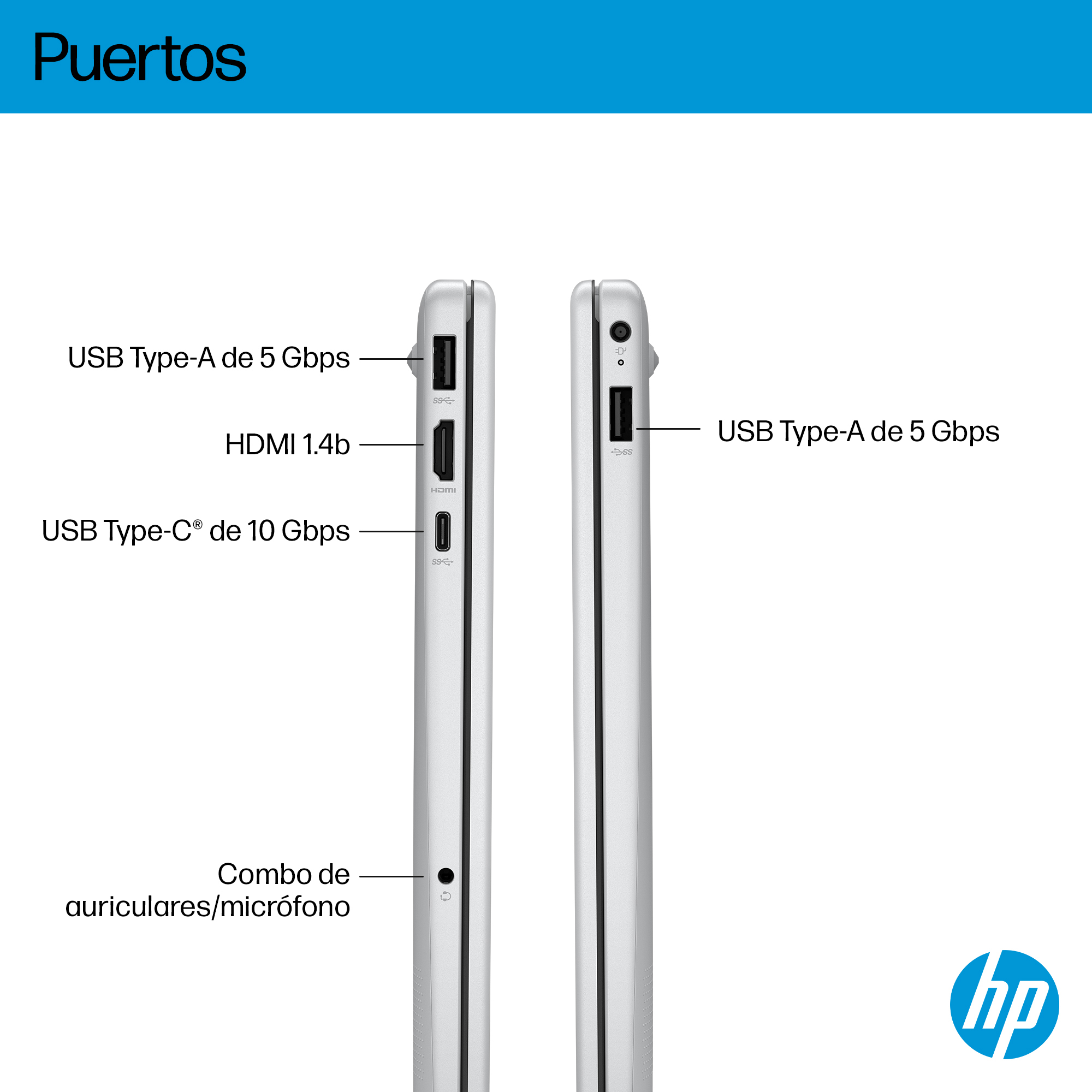 Portátil - HP OmniBook 3 NGAI 15-fn0001ns, 15,6" Full HD, AMD Ryzen™ AI 7 350, 32 GB RAM, 1 TB SSD, Radeon™ 860M, Windows 11 Home, Plata - imagen 5
