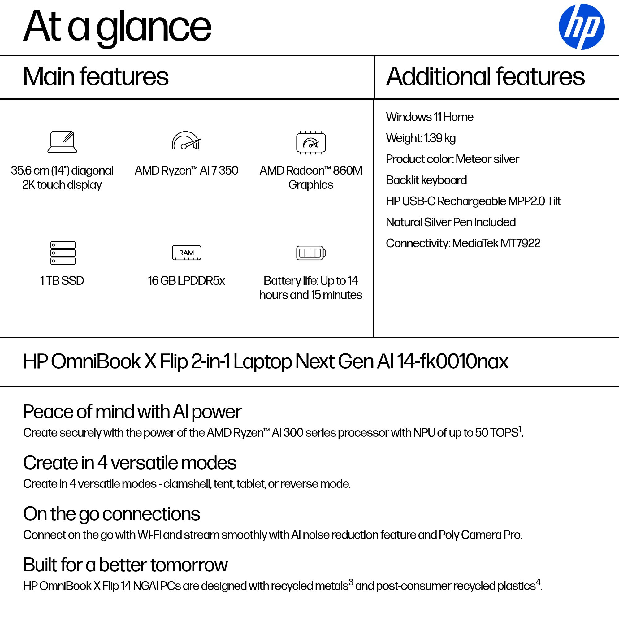 HP OmniBook X Flip 2-in-1 Laptop Next Gen AI 14-fk0010nax – image 4