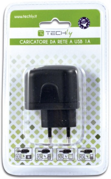 Techly Transformer from Italian Network to USB 1 A Black IPW-USB-1A – image 2