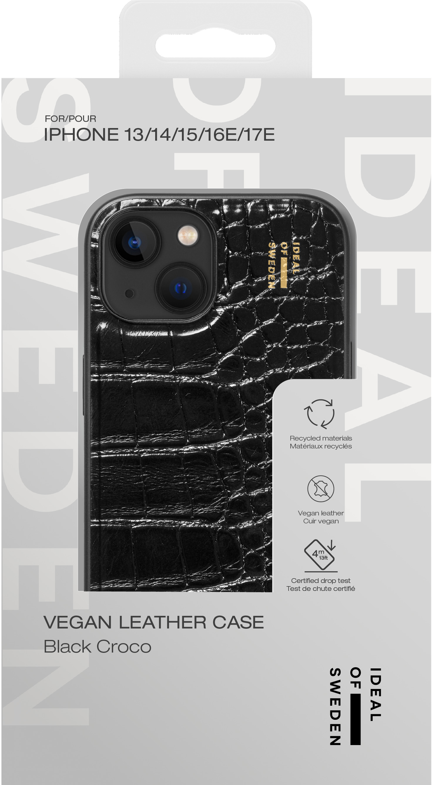 iDeal of Sweden Vegan Leather Case iPhone 13 / 14 / 15 / 16e / 17e Black Croco – image 4