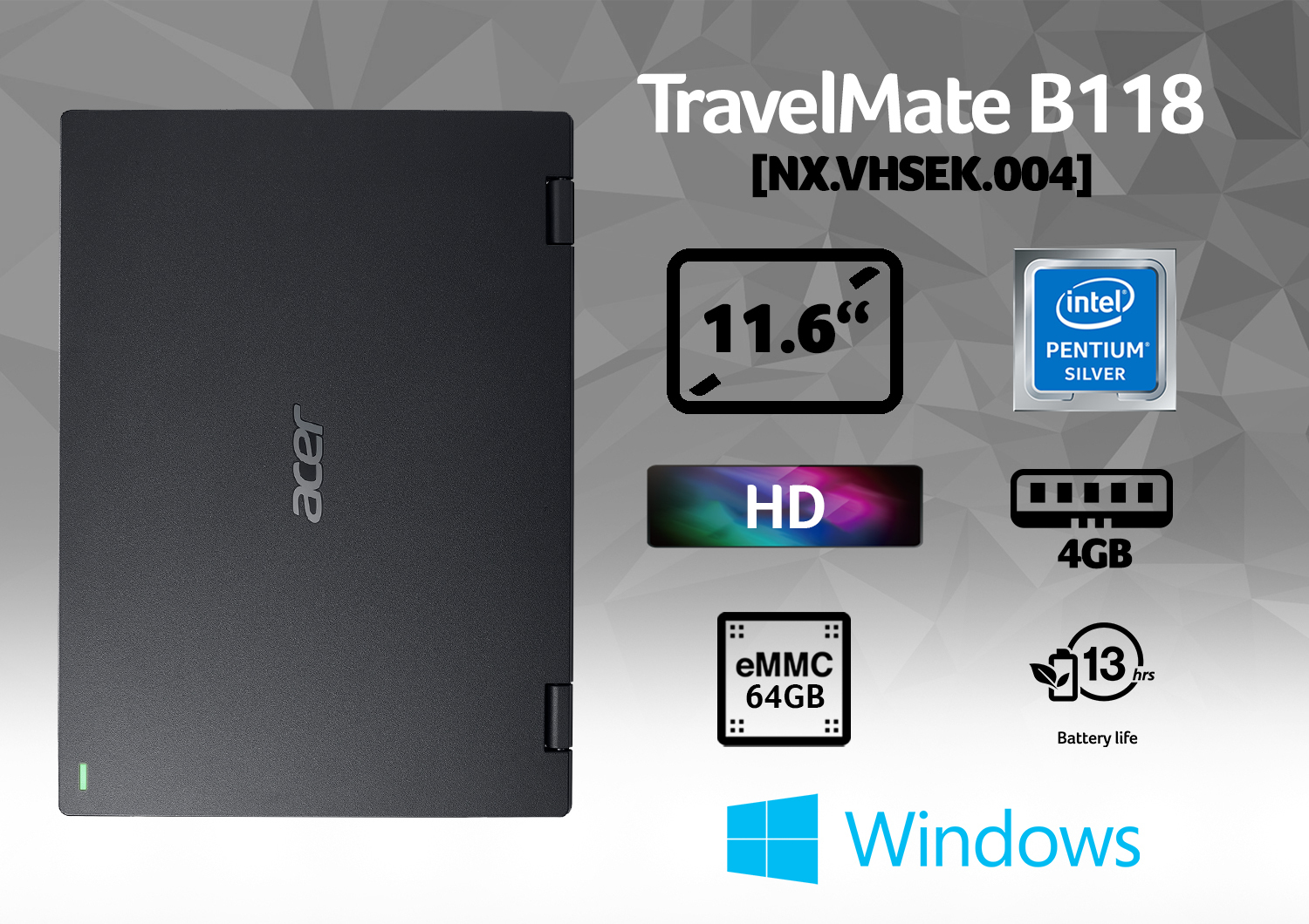 Acer TravelMate B B118-M-P3A9 Intel® Pentium® Silver N5000 Laptop – image 8