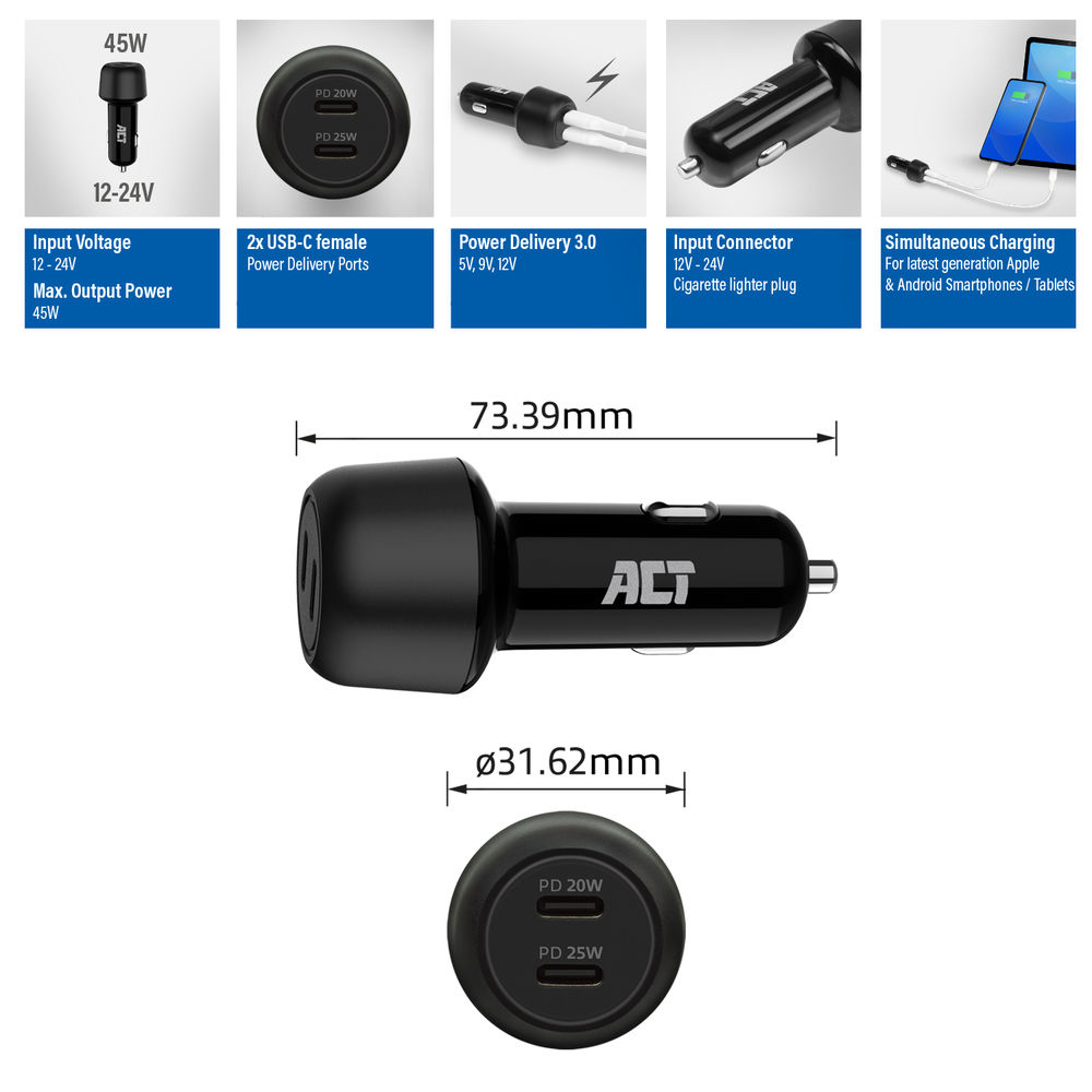 ACT 2-port USB-C Fast Car Charger – image 6