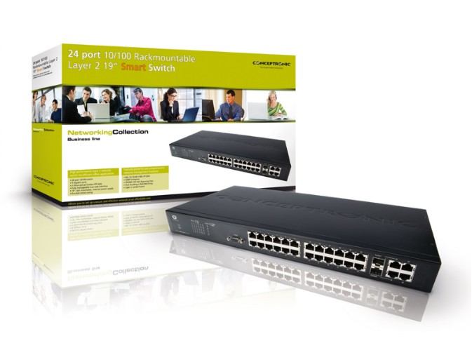 Conceptronic 24 port 10/100 Rackmountable Layer 2 19" Smart Switch – image 2