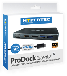 Hypertec ProDock EssentiaI 4K - Universal USB-C Dock with HDMI,VGA and DisplayPort – image 5