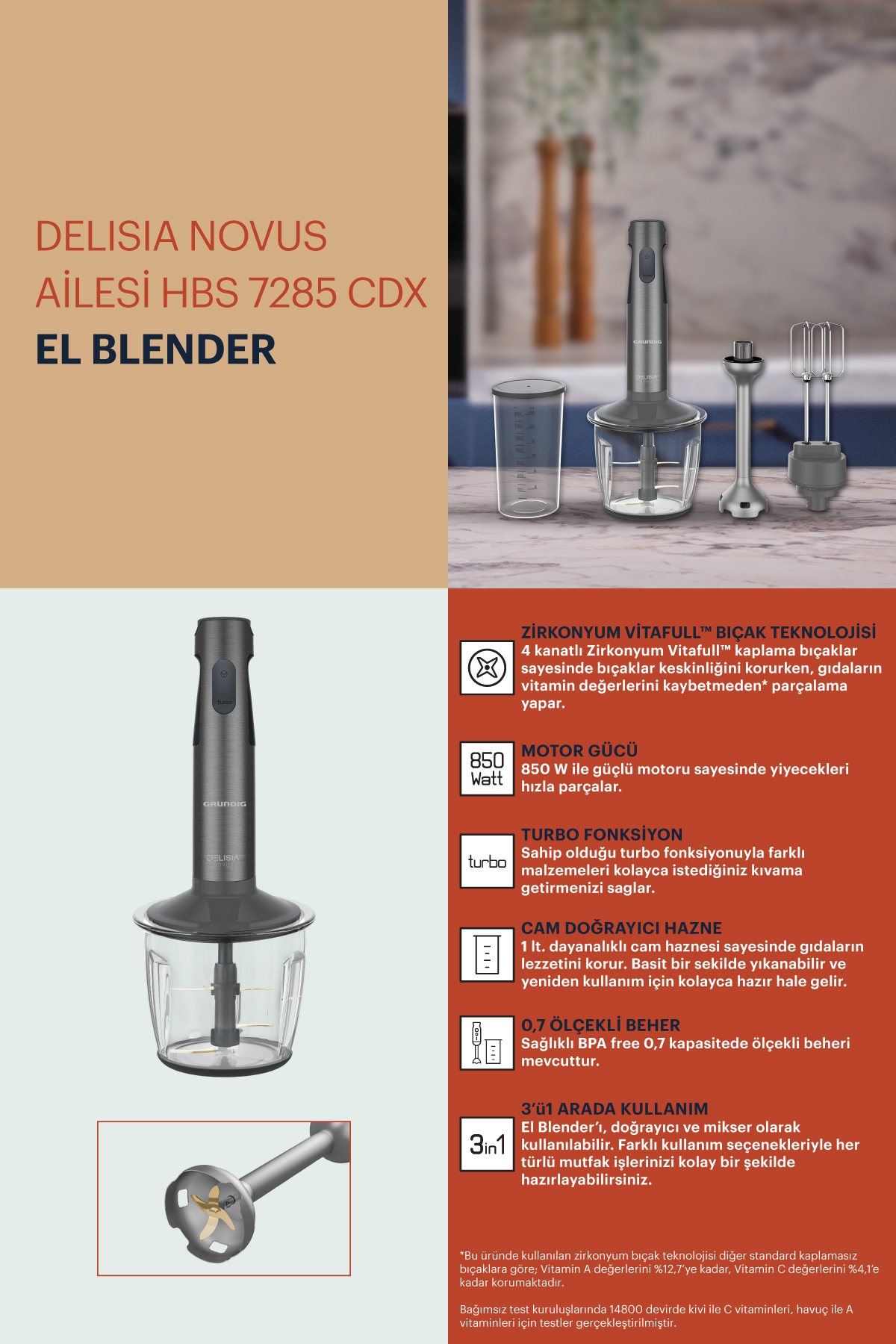Grundig HBS 7285 CDX Delisia Novus Blender Seti – image 5