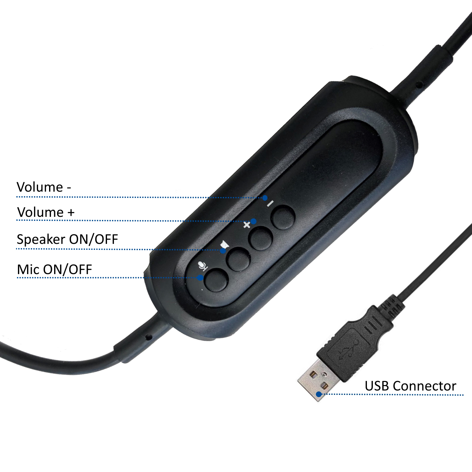 Ewent EW3565 headphones/headset Wired Head-band Calls/Music USB Type-A Black, White – image 4