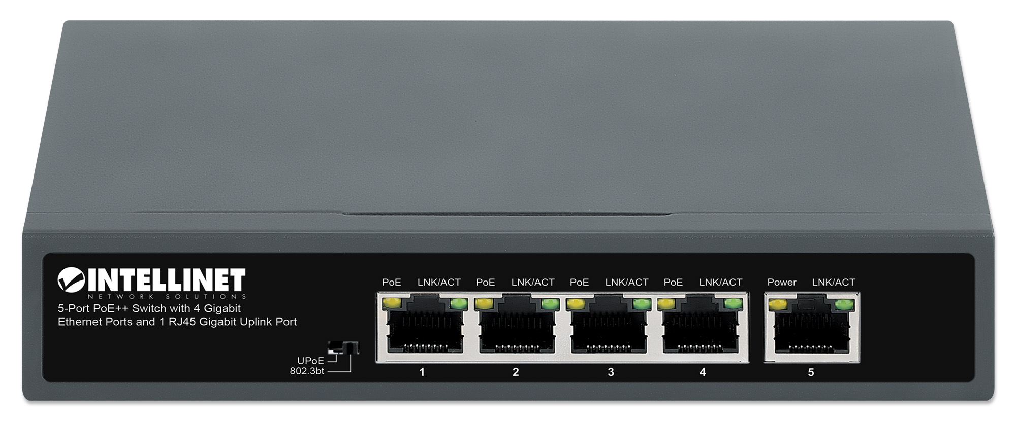 Intellinet 5-Port PoE++ Switch with 4 Gigabit Ethernet Ports and 1 RJ45 Gigabit Uplink Port – image 3