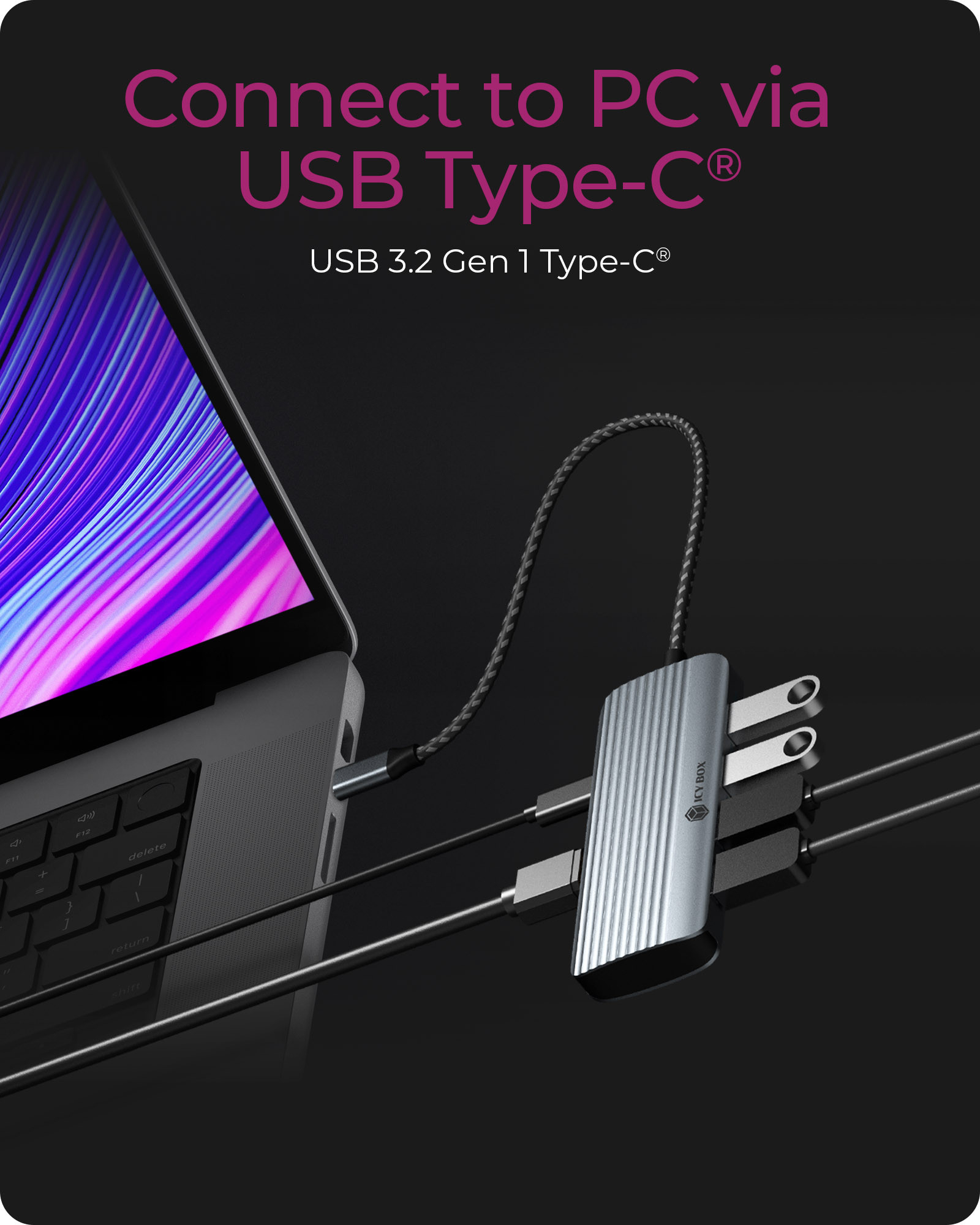 ICY BOX IB-DK4022a-CPD Wired USB 3.2 Gen 1 (3.1 Gen 1) Type-C Aluminium, Silver – image 6