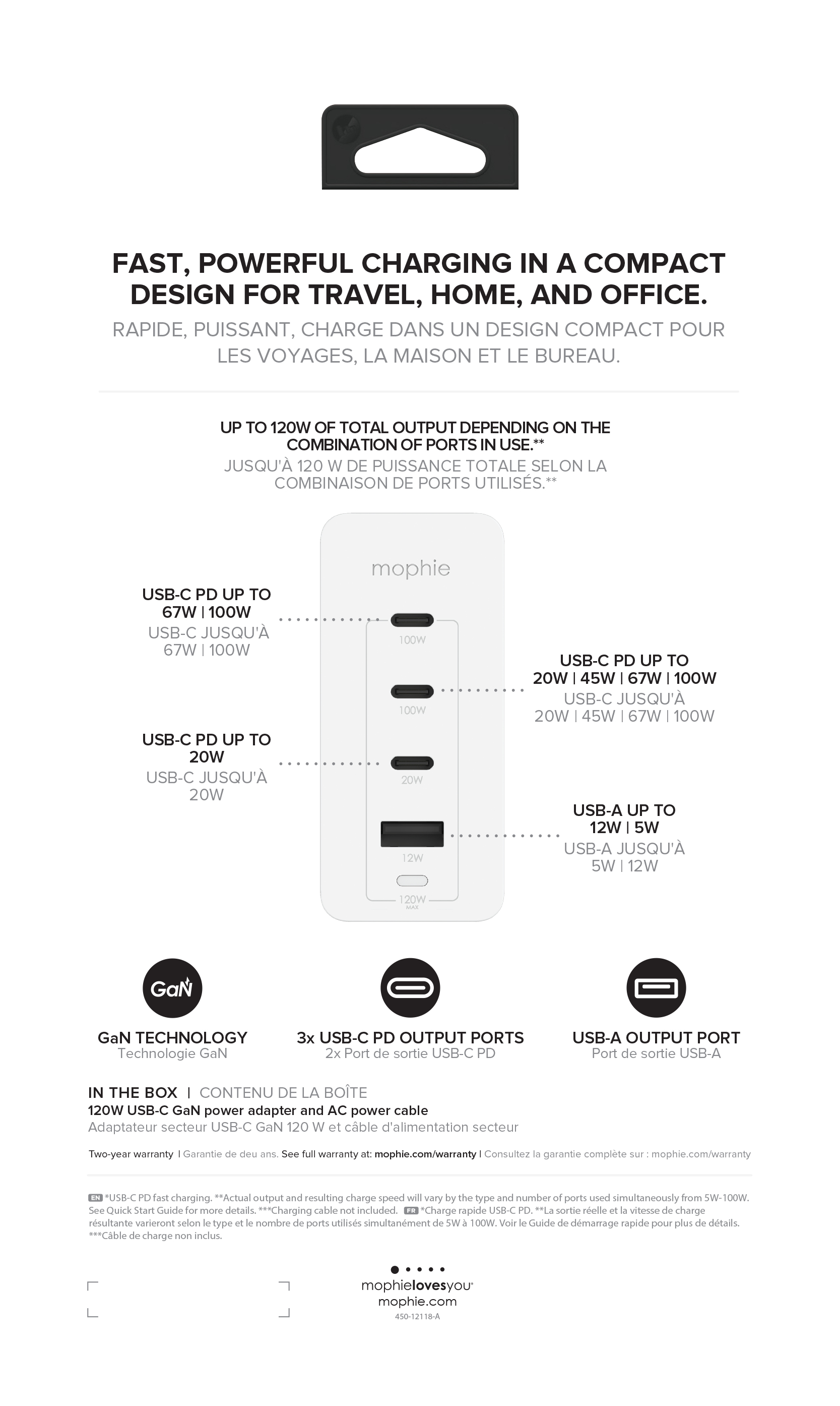 mophie Accessories-Wall Adapter-USB-C-PD-HUB-120W-GAN-White-UK(3xUSBC + 1xUSBA) – image 4