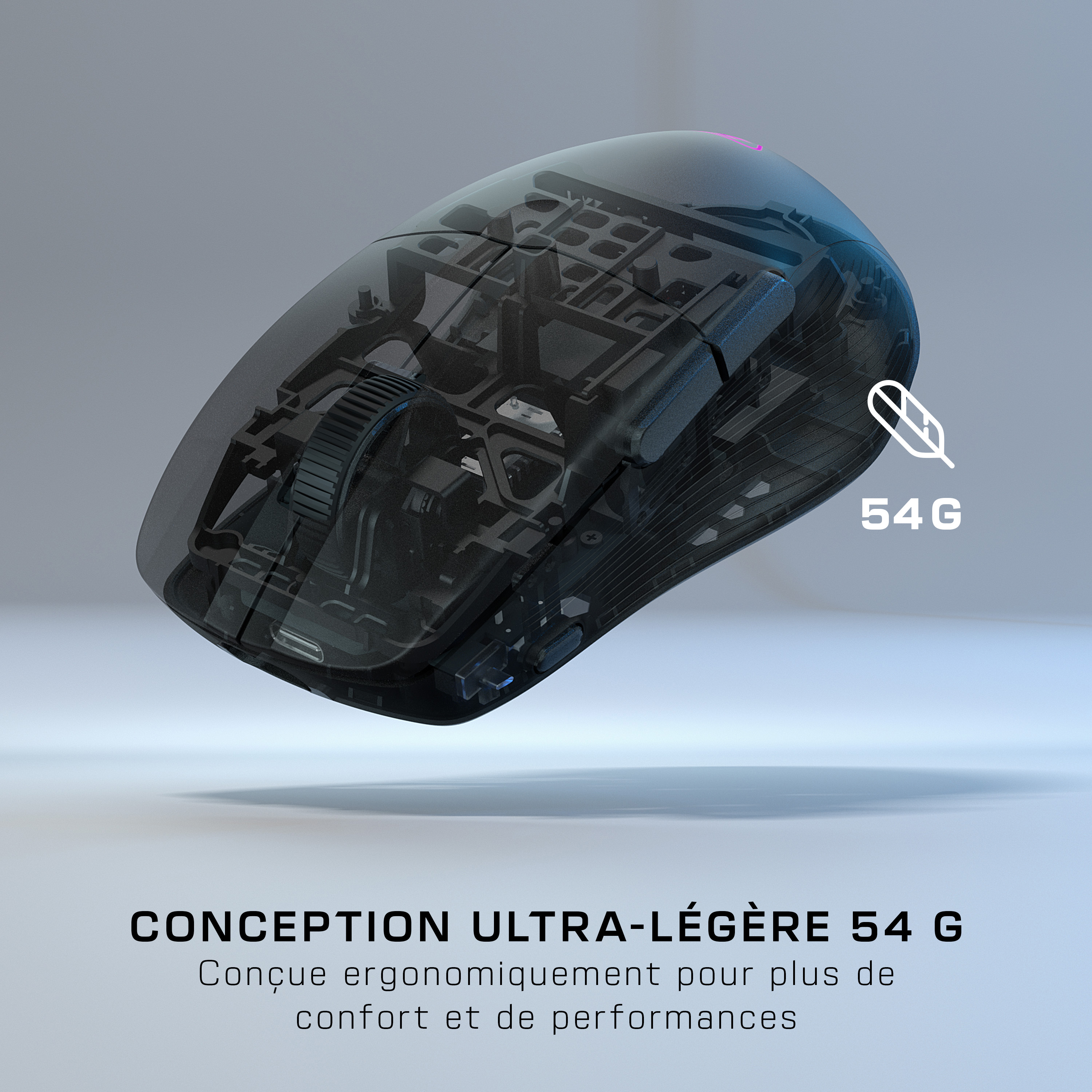 Turtle Beach Pure Air - Souris de gaming RGB ergonomique sans fil ultra-légère, capteur optique 26 000 PPP, batterie 125h, interrupteurs optiques TITAN, Bluetooth, éclairage RGB - Noir