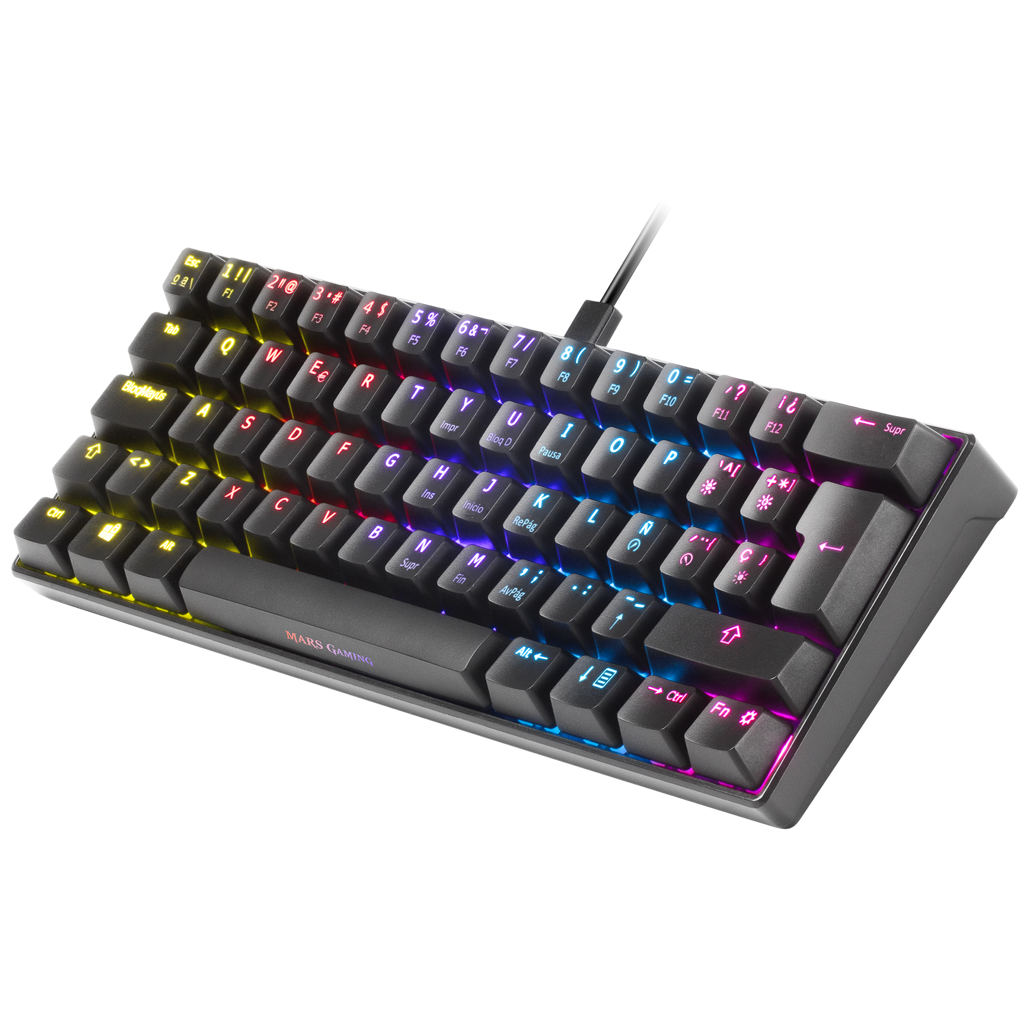 Mars Gaming MKMINIRPT Ultra-Compact Mechanical Keyboard Full RGB Chroma Switch OUTEMU PRO Red Black Portuguese Language – image 3