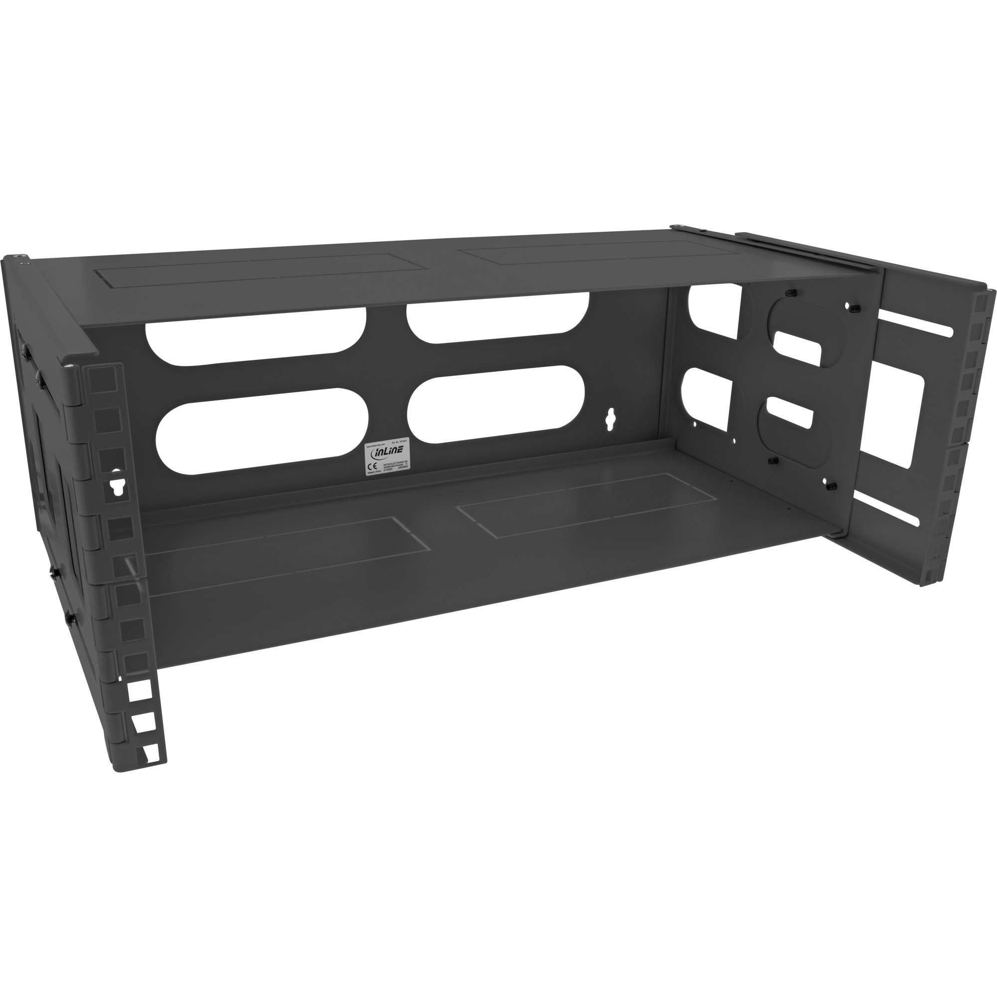 InLine 19" foldable rack, 4U, 24-40cm depth, with cover, black – image 1