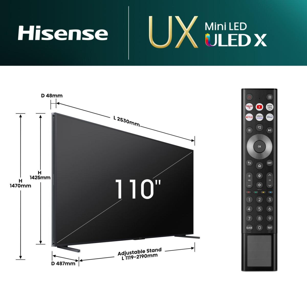 TV Mini LED QLED Hisense 110UXNQ 279 cm 4K UHD 2024 — photo 2