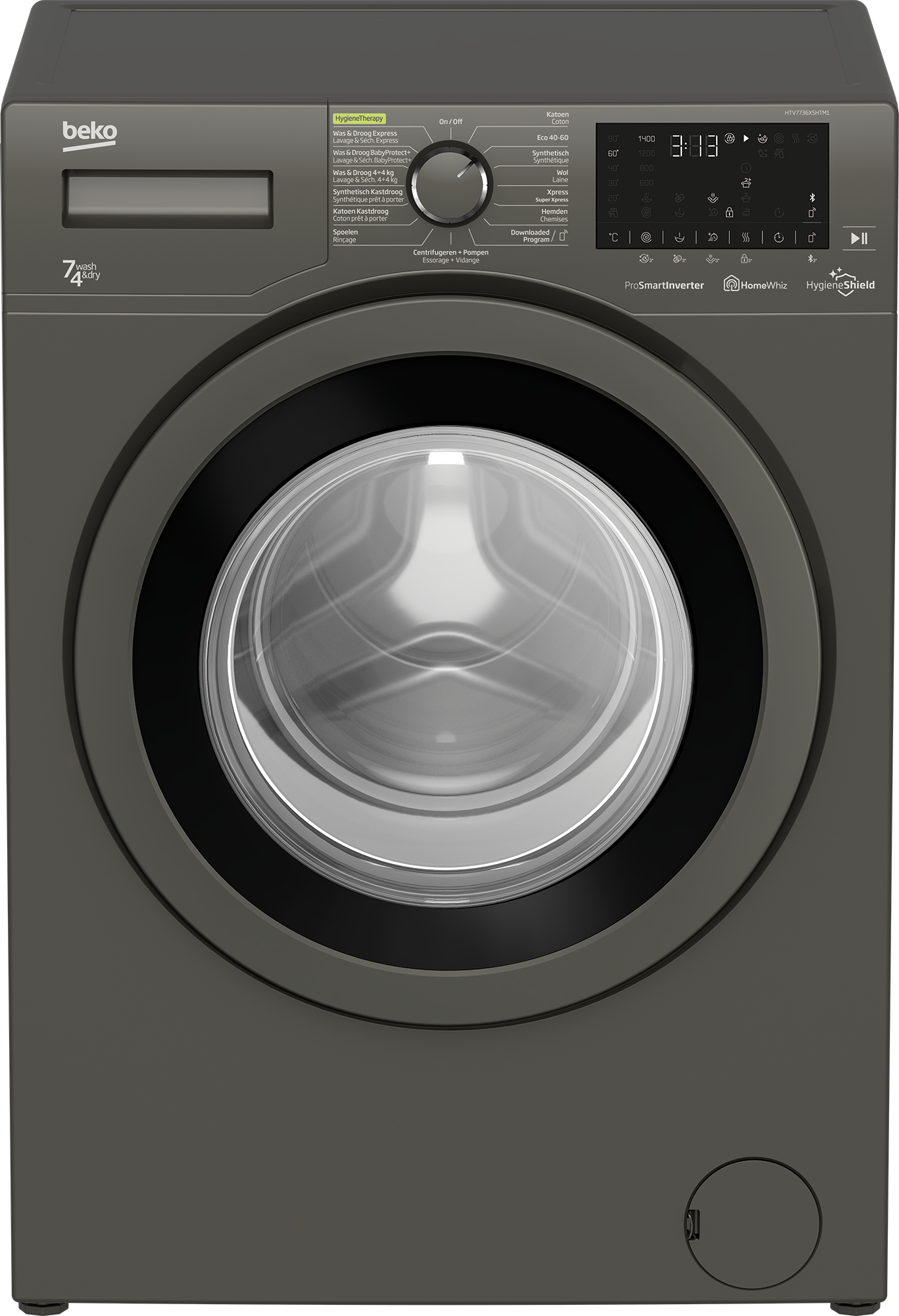Beko HTV7736XSHTM1 washer dryer Freestanding Front-load Grey – image 1