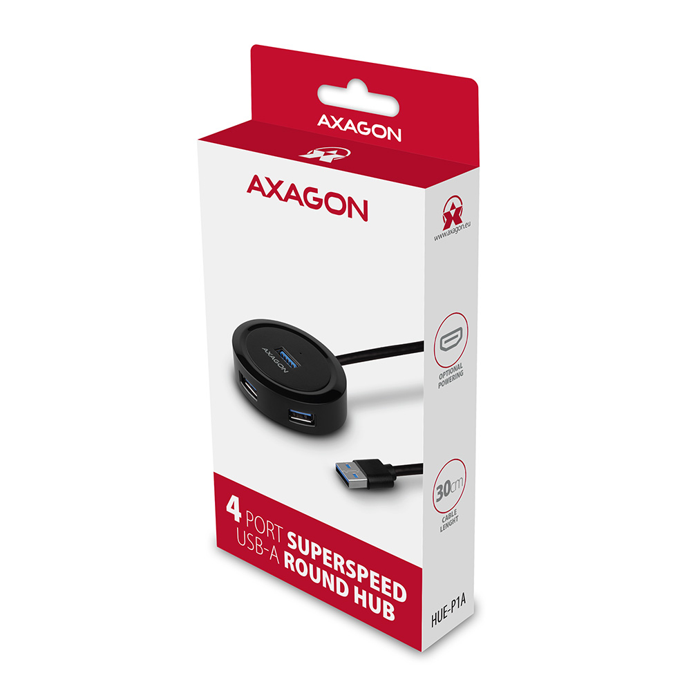 Axagon HUE-P1A interface hub USB 3.2 Gen 1 (3.1 Gen 1) Type-A 5000 Mbit/s Black – image 7