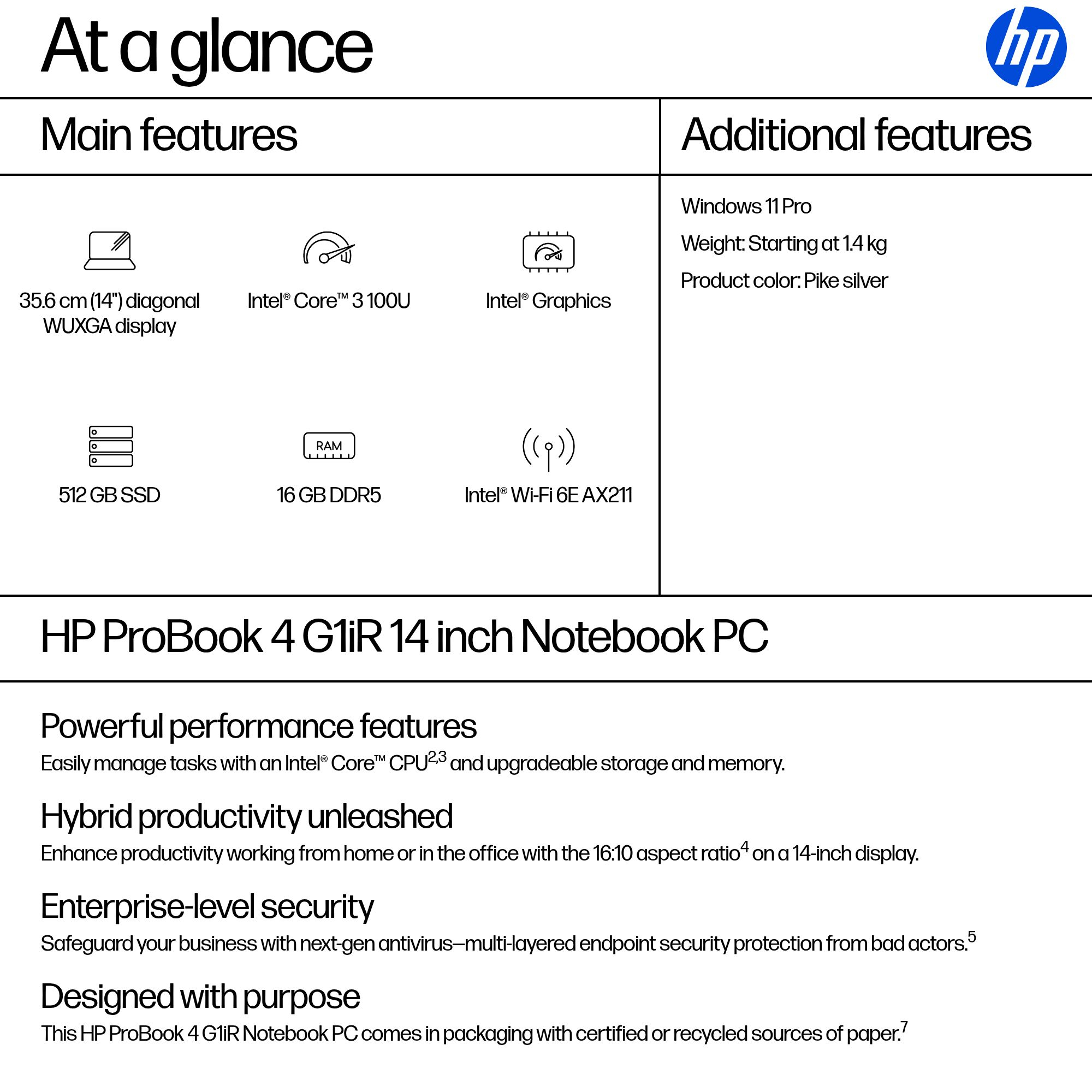 HP DW6K3ET laptop Intel Core 3 100U – image 4