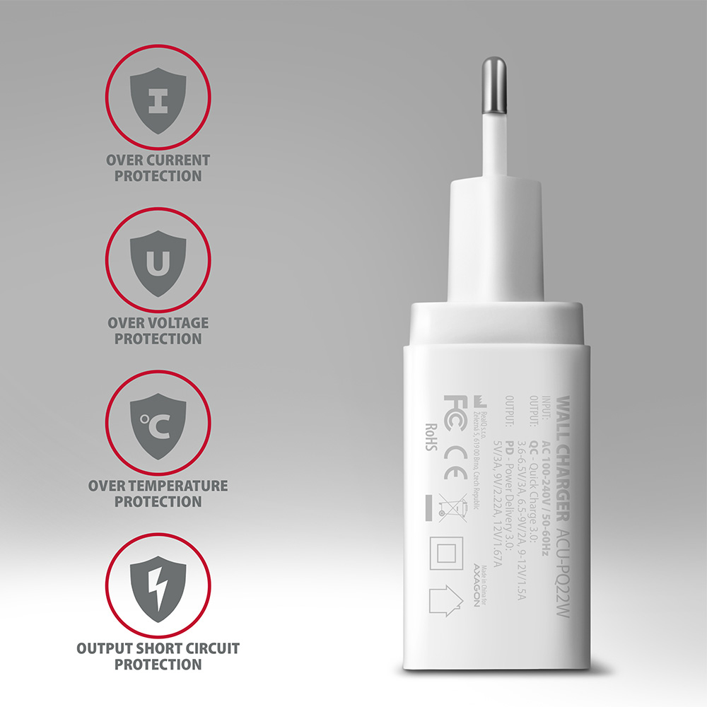 Axagon ACU-PQ22W mobile device charger Smartphone White AC Fast charging Indoor – image 5